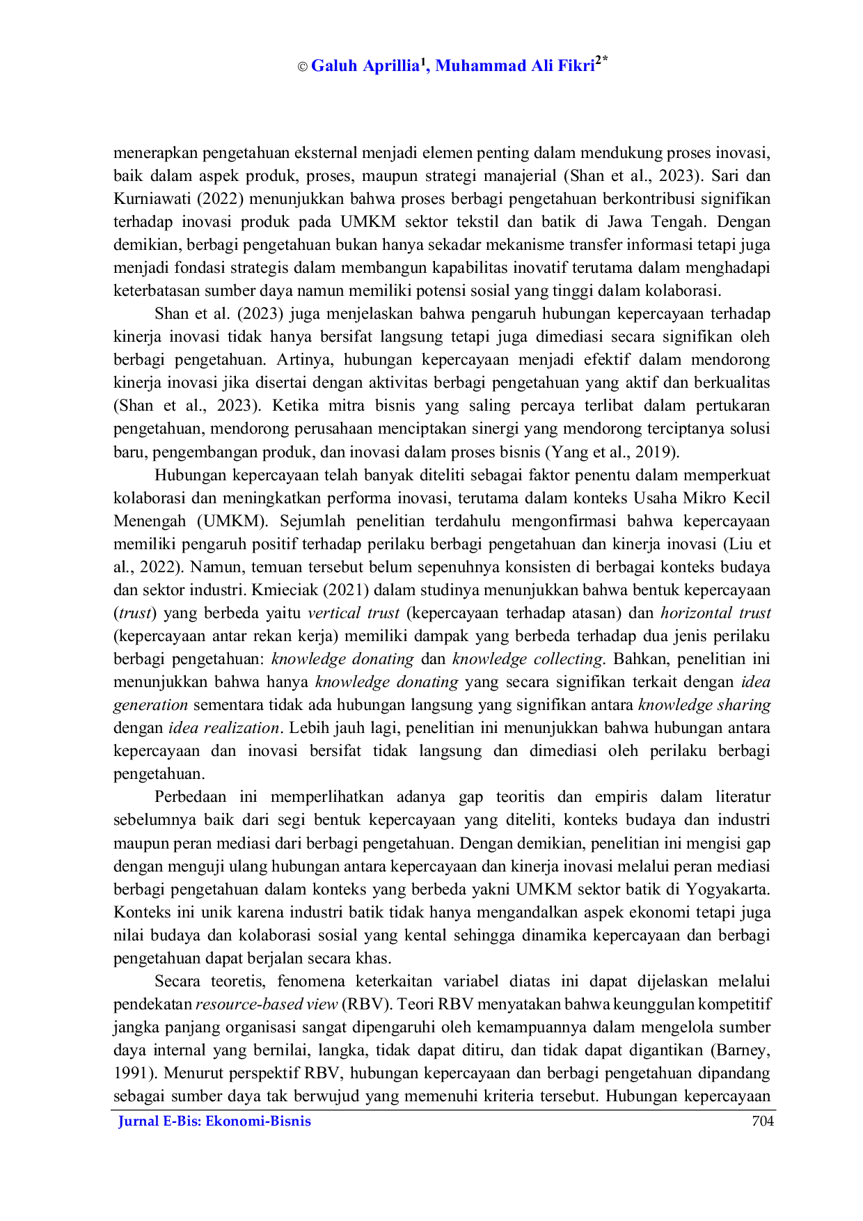 JURIS Apakah Hubungan Kepercayaan Meningkatkan Kinerja Inovasi Peran Mediasi Berbagi Pengetahuan