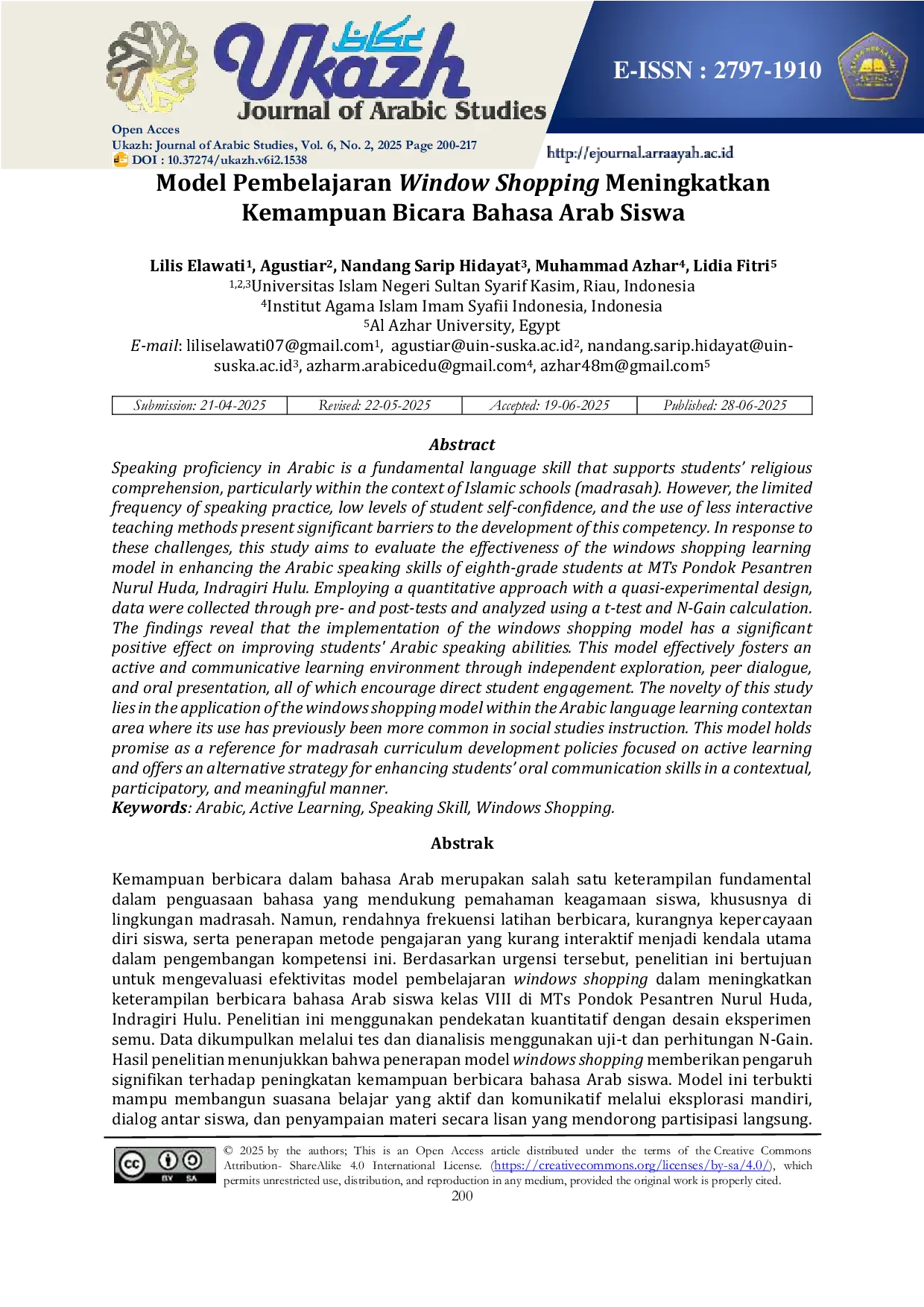 JURIS Model Pembelajaran Window Shopping Meningkatkan Kemampuan Bicara Bahasa Arab Siswa