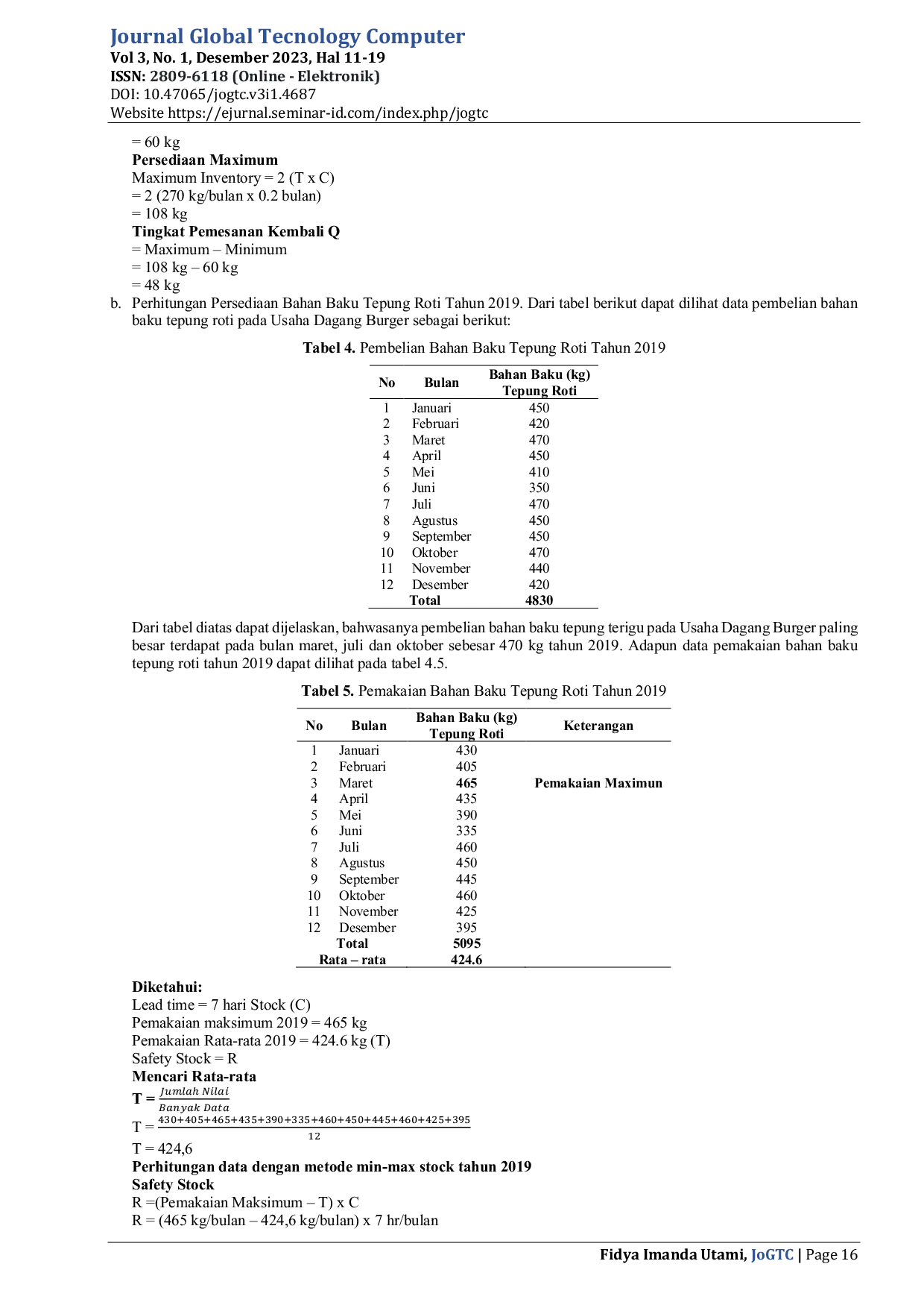JURIS Perancangan Sistem Aplikasi Sistem Stock Opname Bahan Baku Pembuatan Daging Burger Menggunakan Metode Min Max Stock