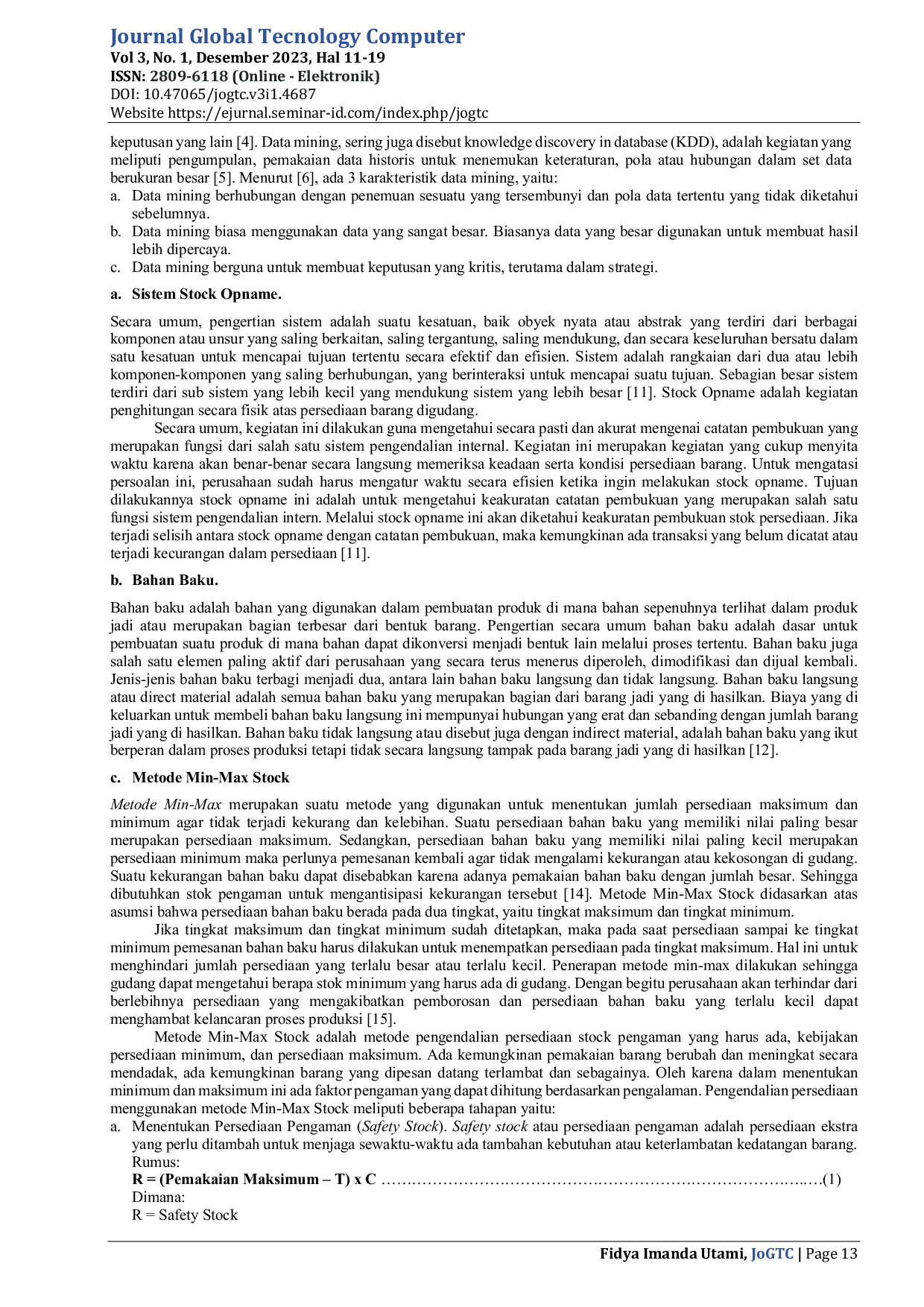 JURIS Perancangan Sistem Aplikasi Sistem Stock Opname Bahan Baku Pembuatan Daging Burger Menggunakan Metode Min Max Stock