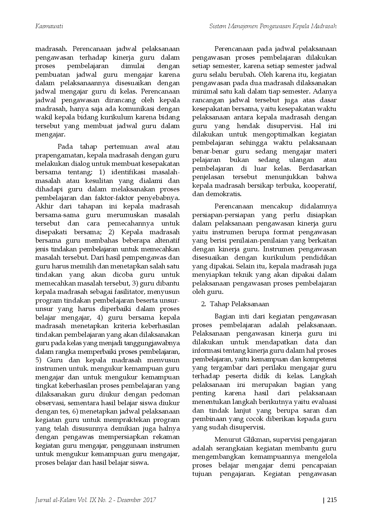 juris Sistem Manajemen Pengawasan Kepala Madrasah Terhadap Kinerja Guru dalam Proses Pembelajaran di Pesantren Madani Alauddin Pao Pao Kabupaten Gowa