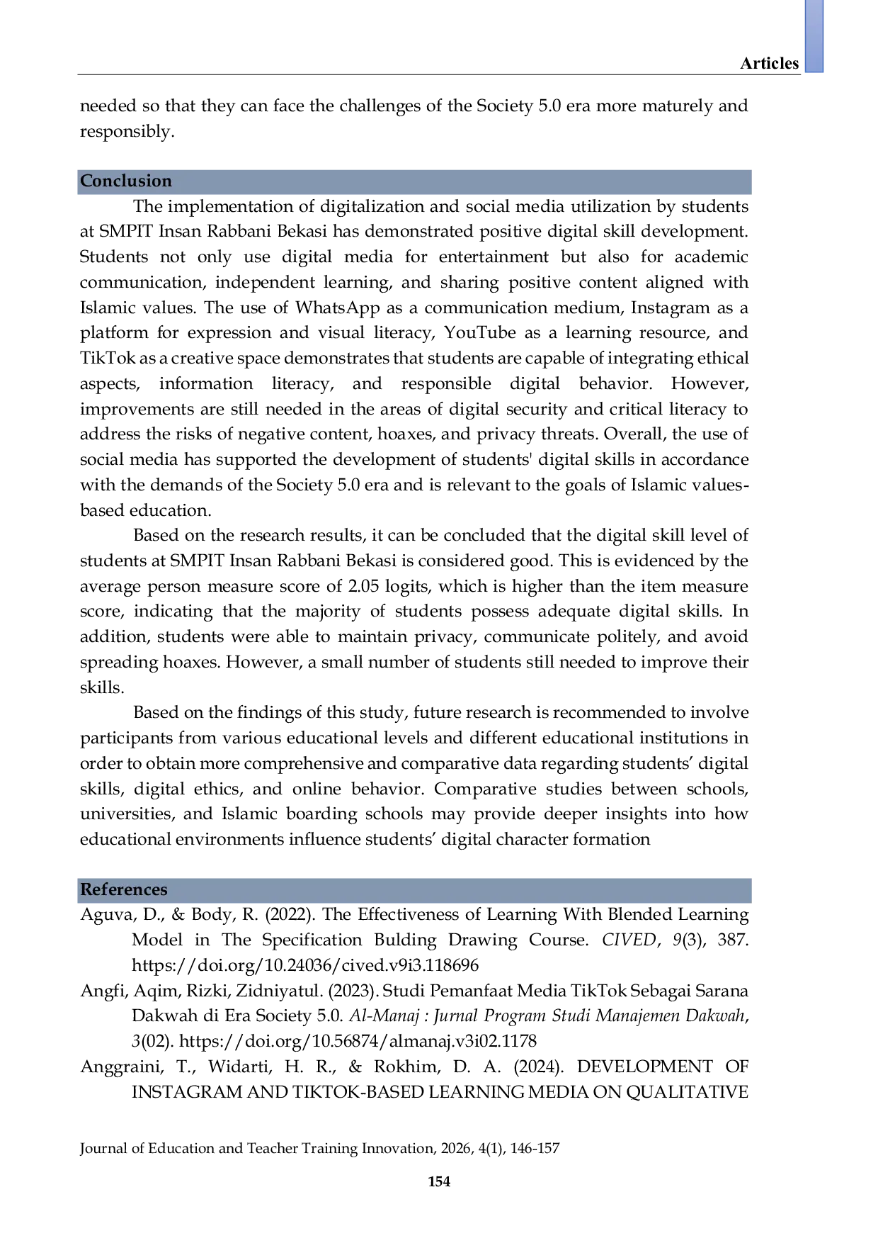 JURIS Analysis Of Students Digital Competence Level In Social Media Ethics In The Society 5 0 Era Using The Rasch Model