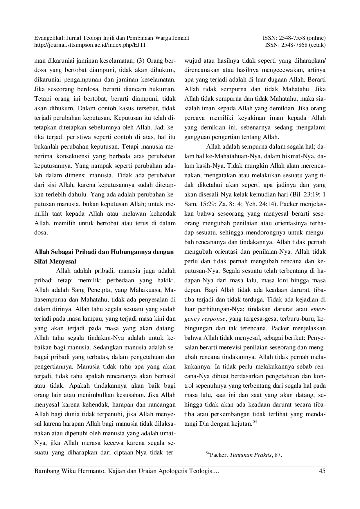 juris Kajian Dan Uraian Apologetis Teologis Terhadap Ungkapan Allah Menyesal Dalam Alkitab