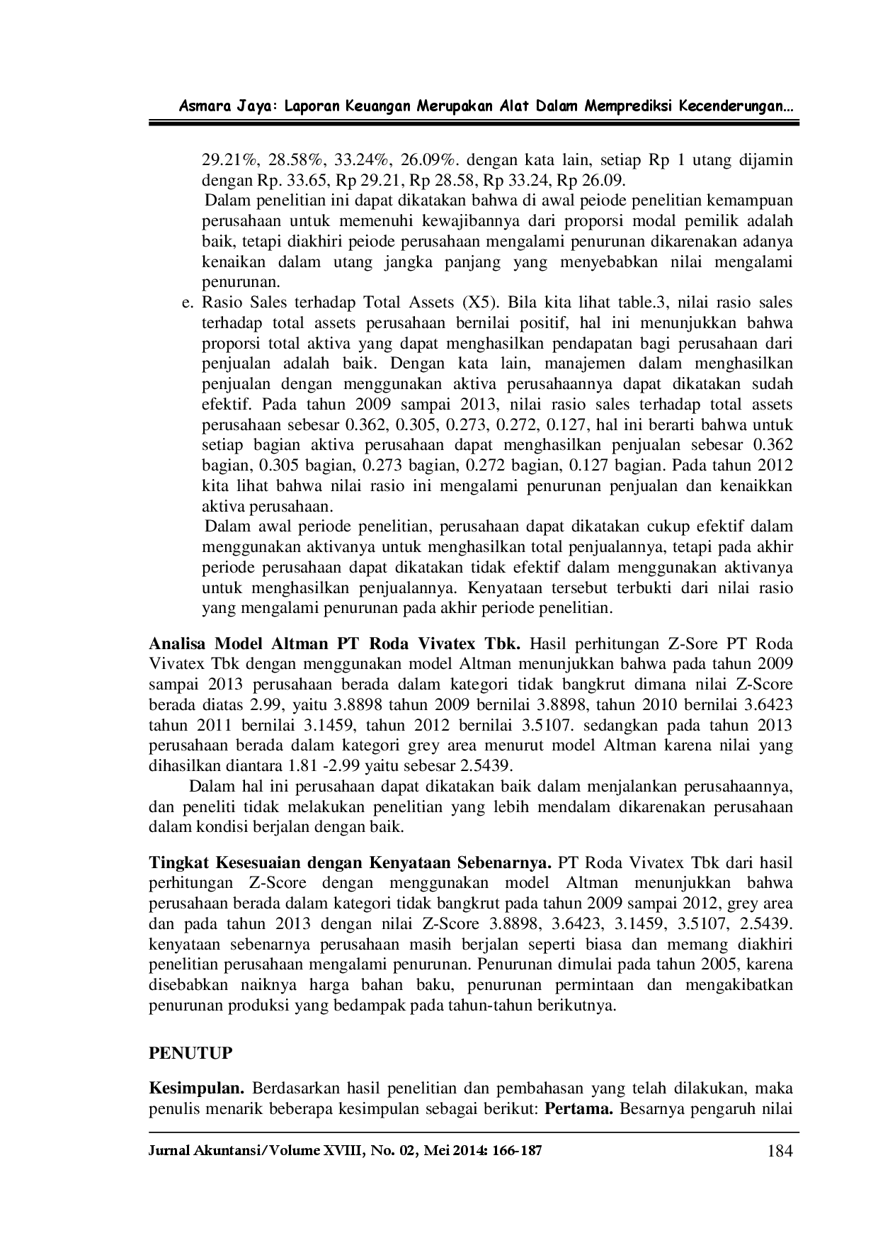 juris Laporan Keuangan Merupakan Alat Dalam Memprediksi Kecenderungan Terjadinya Kebangkrutan Perusahaan Dengan Menggunakan Model Altman Studi Analisis