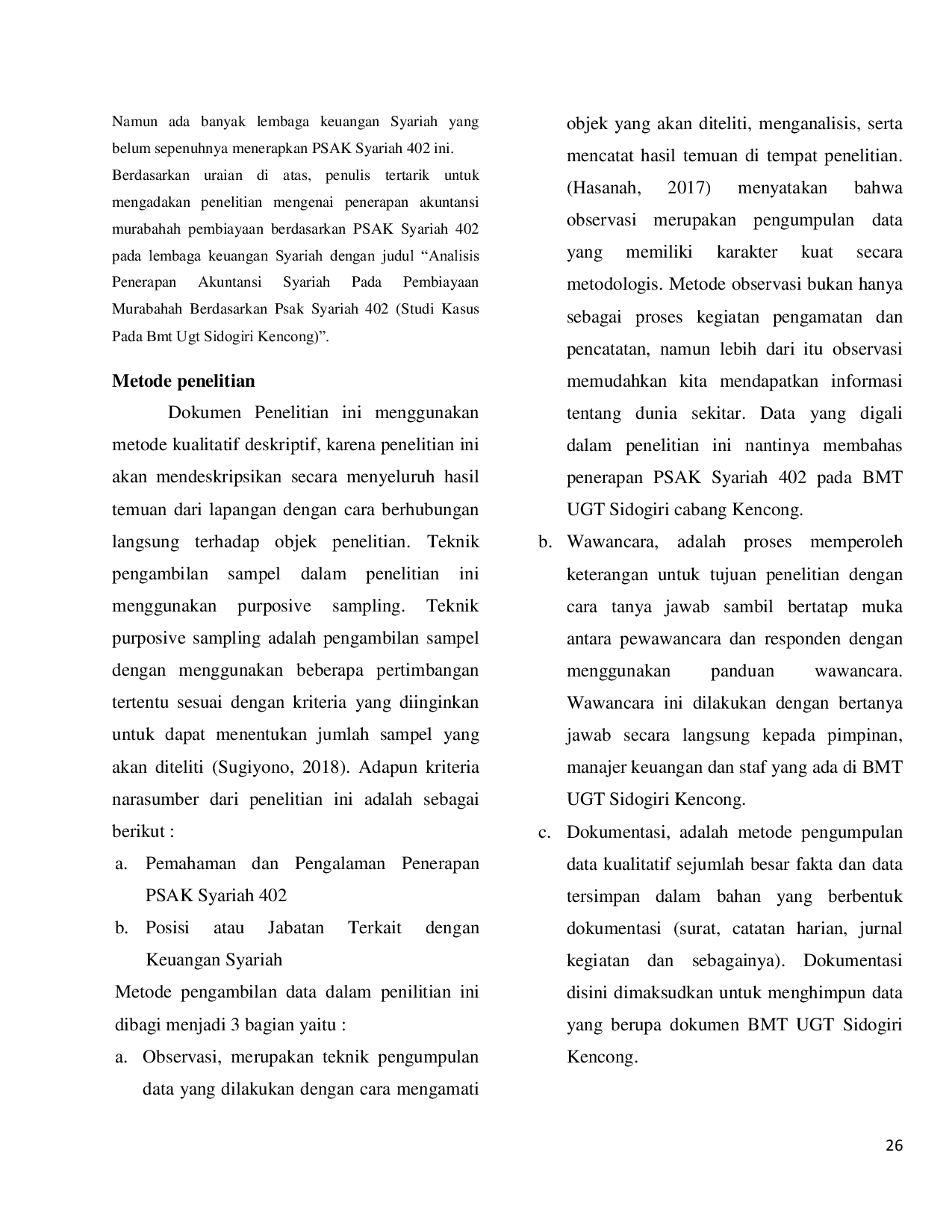 JURIS Analisis Penerapan Akuntansi Syariah Pada Pembiayaan Murabahah Berdasarkan PSAK 402 Studi Kasus Pada BMT UGT Sidogiri Kencong