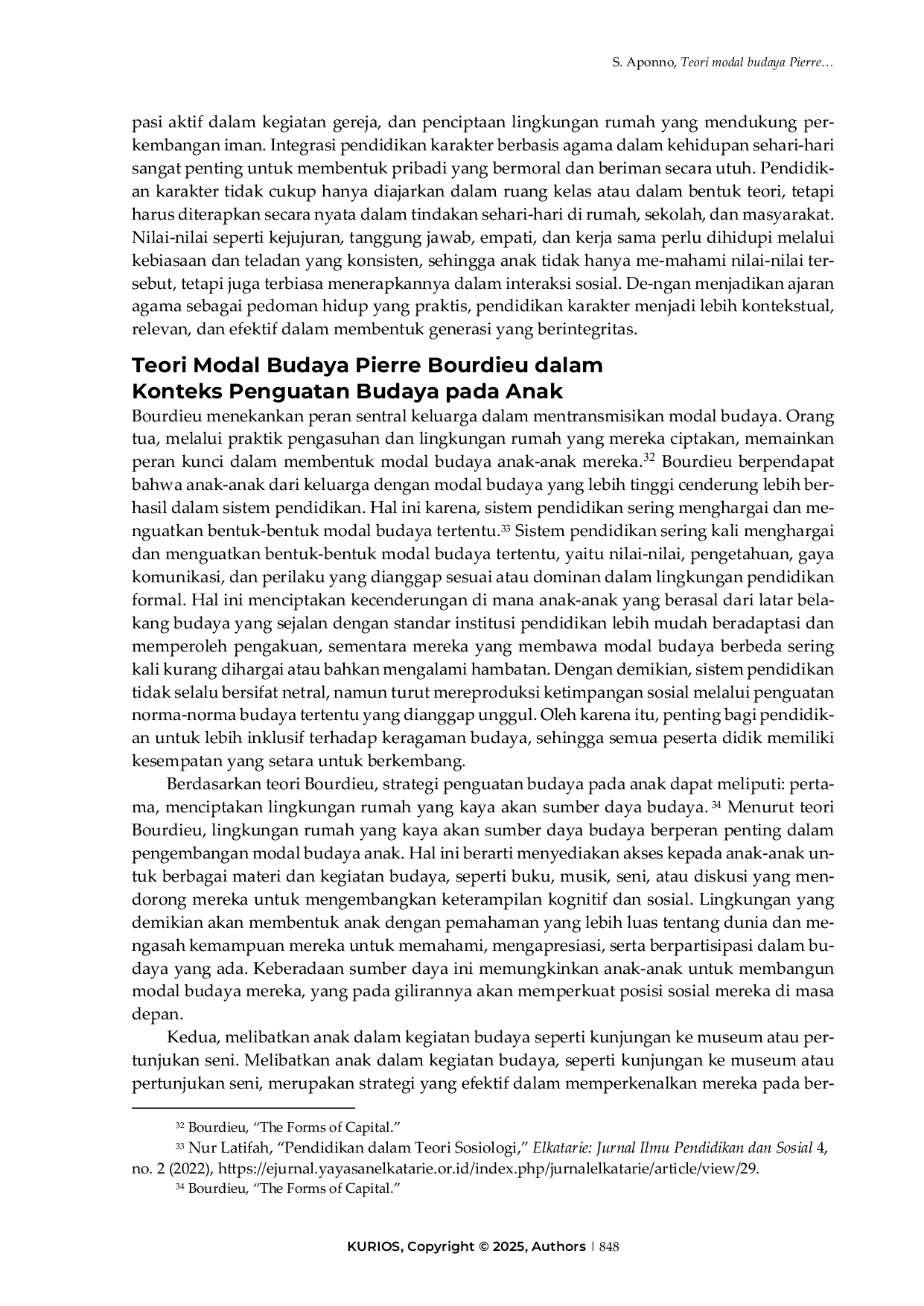 JURIS Teori modal budaya Pierre Bourdieu sebagai penguatan budaya pada anak dalam pendidikan keluarga Kristen