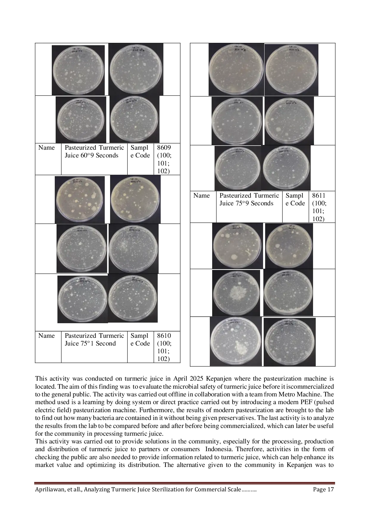 JURIS Analisis Sterilisasi Jus Kunyit Skala Komersil Pendekatan HTST dan PEF