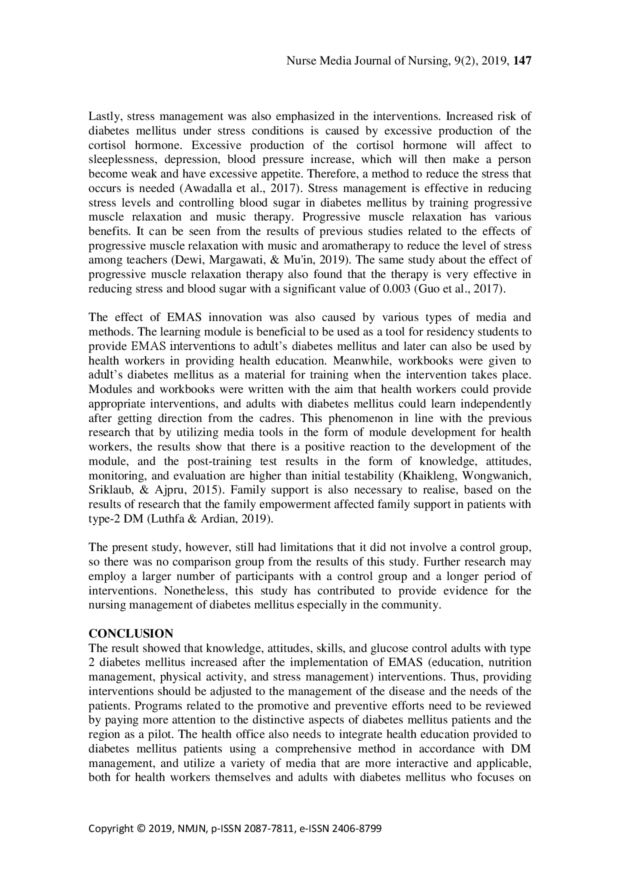 juris Increasing Knowledge Attitudes Skills and Glucose Control in Type 2 Diabetic Patients through EMAS Interventions