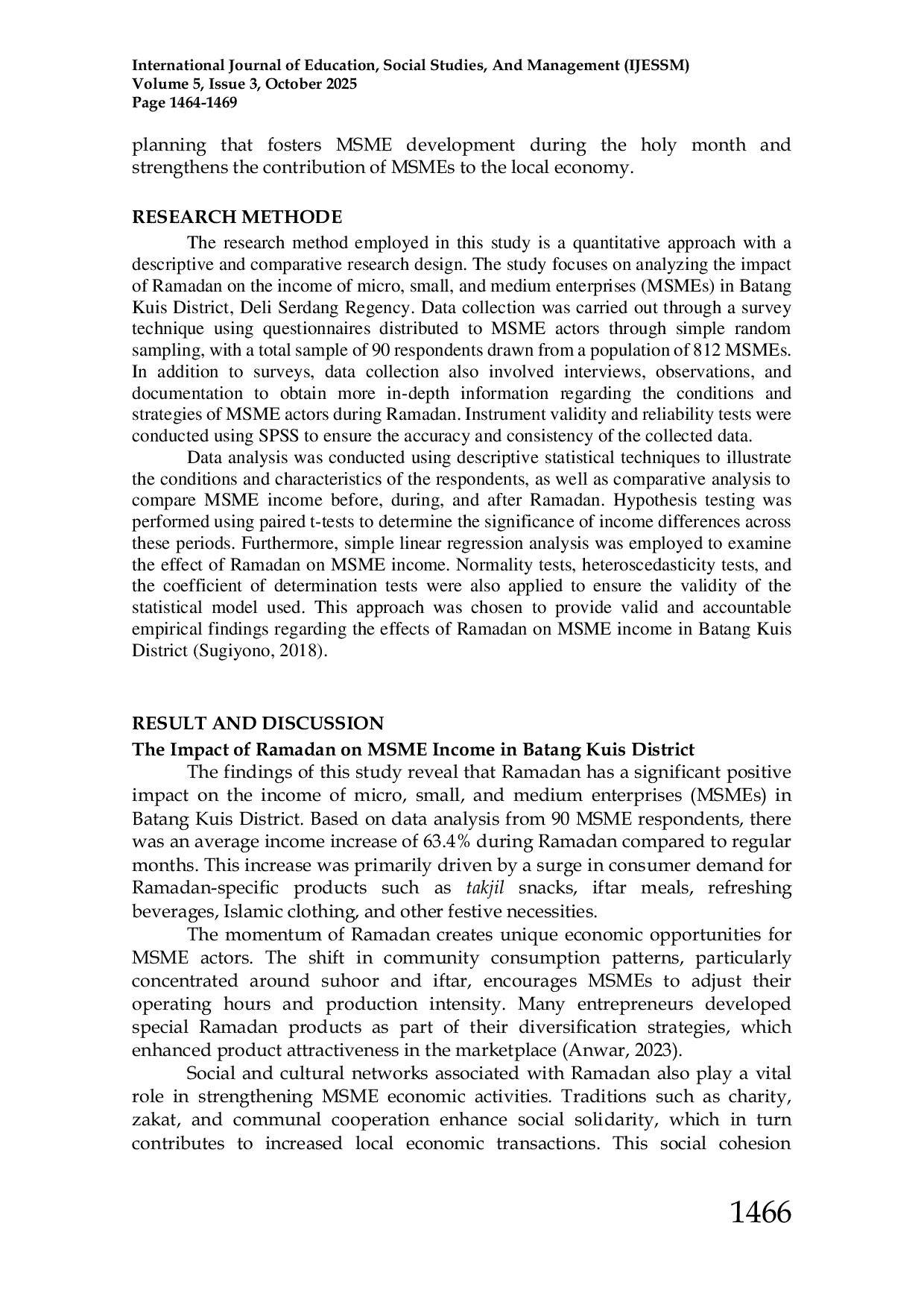 JURIS The Impact of Ramadan on the Income of Micro Small and Medium Enterprises MSMEs in Batang Kuis District