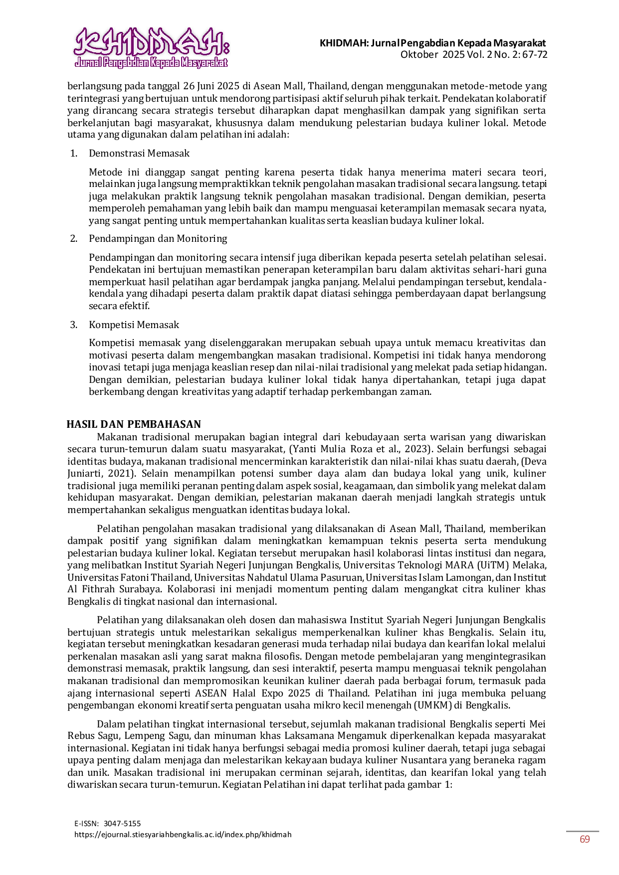 JURIS Pelatihan Pengolahan Masakan Tradisional Untuk Meningkatkan Keterampilan Dan Pelestarian Budaya Kuliner Lokal