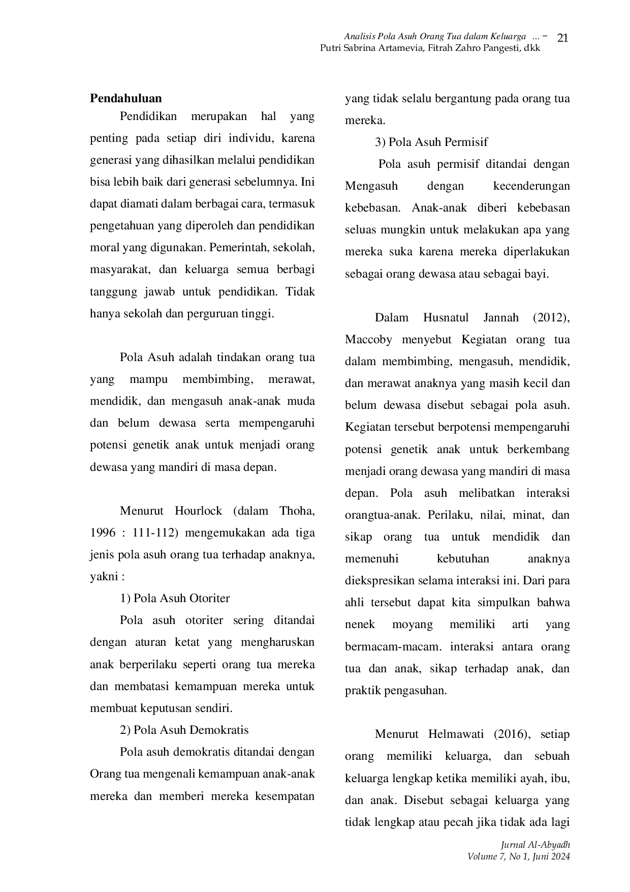 JURIS Analisis Pola Asuh Orang Tua Dalam Keluarga Broken Home Terhadap Perkembangan Sosial Emosional Anak Usia Dini