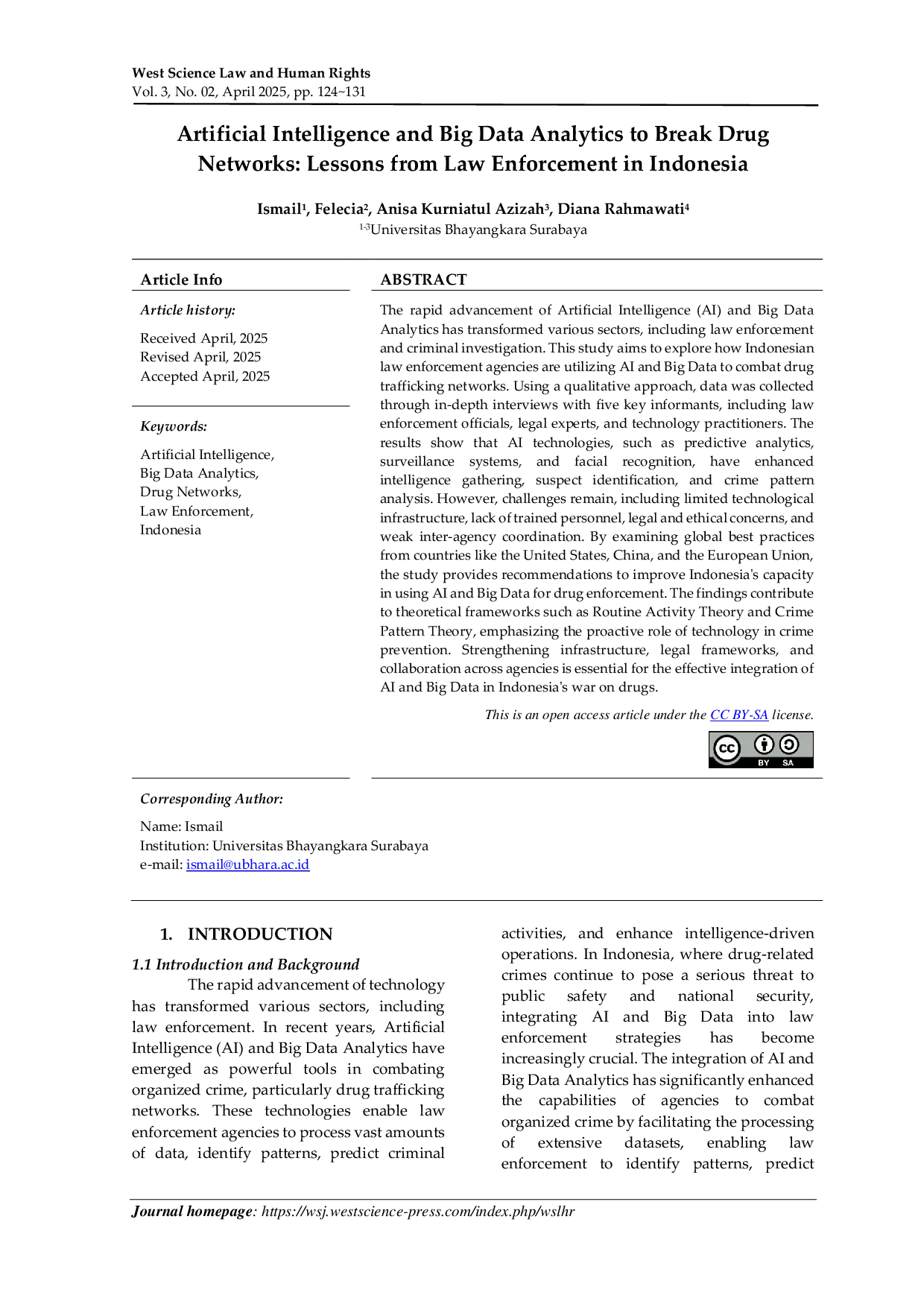 JURIS Artificial Intelligence and Big Data Analytics to Break Drug Networks Lessons from Law Enforcement in Indonesia
