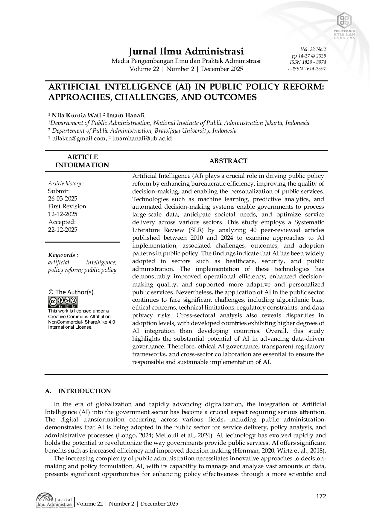 JURIS Artificial Intelligence AI in Public Policy Reform Approaches Challenges and Outcomes