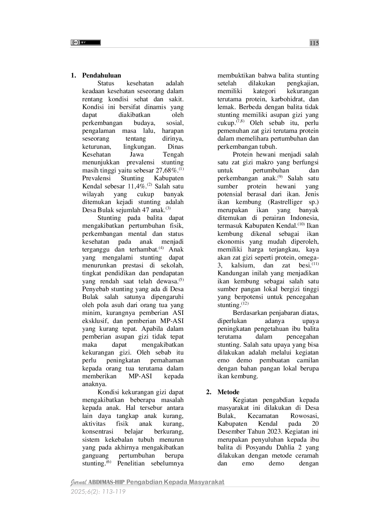 JURIS Edukasi Stunting melalui Emo Demo Camilan O ke pada Ibu Balita di Desa Bulak Rowosari Kendal