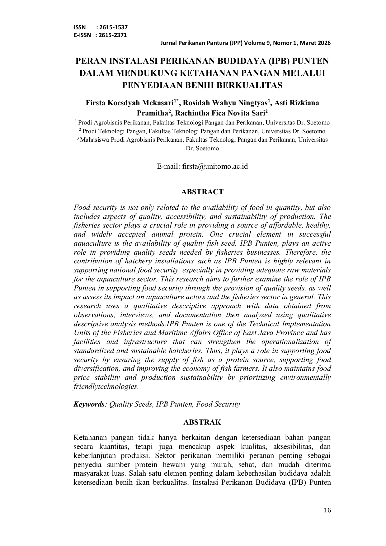 JURIS Peran Instalasi Perikanan Budidaya IPB Punten Dalam Mendukung Ketahanan Pangan Melalui Penyediaan Benih Berkualitas