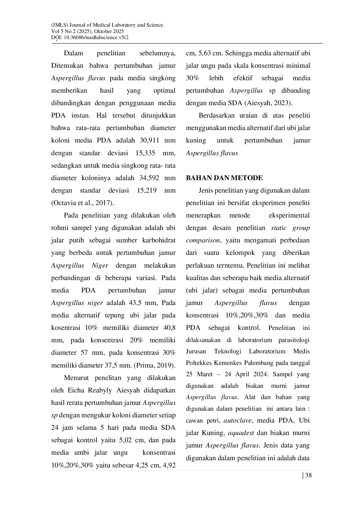 JURIS PERTUMBUHAN JAMUR Aspergillus sp PADA MEDIA ALTERNATIF UBI JALAR Ipomoea Batatas