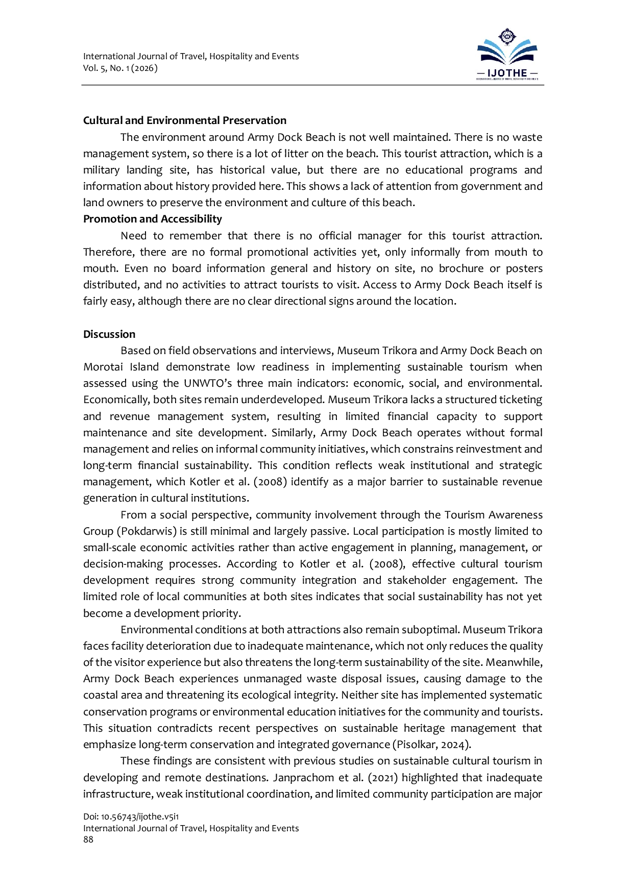 JURIS Morotai Island as Cultural and Historical Tourism Destinations Towards Tourism Sustainable