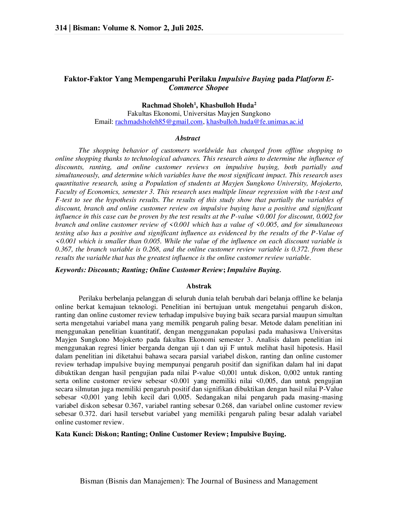 JURIS Faktor Faktor Yang Mempengaruhi Perilaku Impulsive Buying Pada Platform E Commerce Shopee