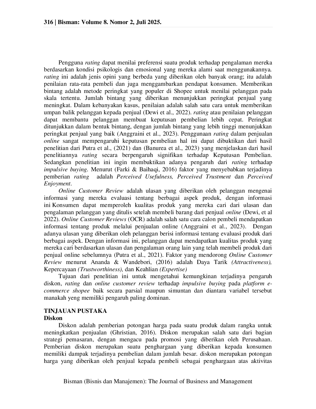 JURIS Faktor Faktor Yang Mempengaruhi Perilaku Impulsive Buying Pada Platform E Commerce Shopee