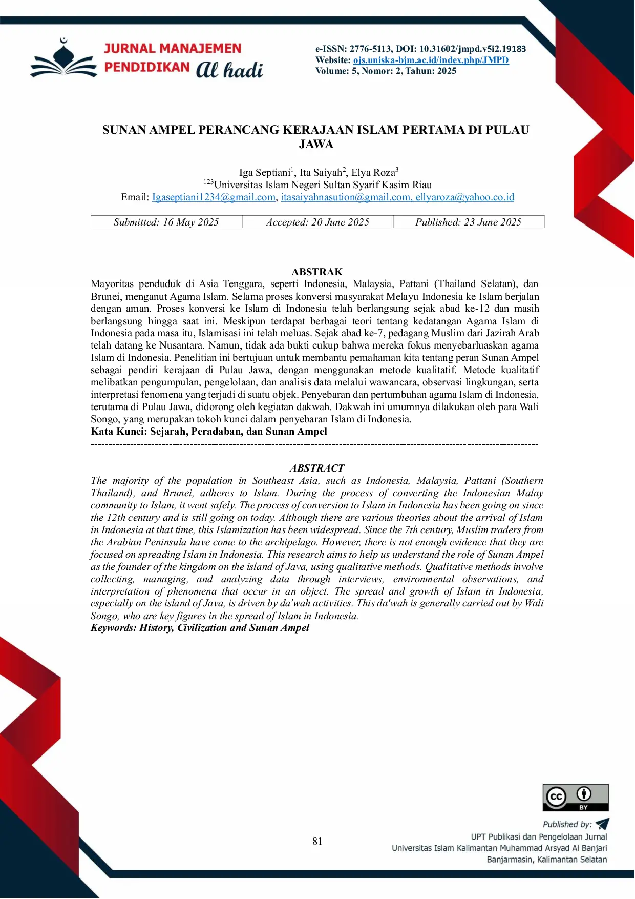 JURIS Sunan Ampel Perancang Kerajaan Islam Pertama di Pulau Jawa