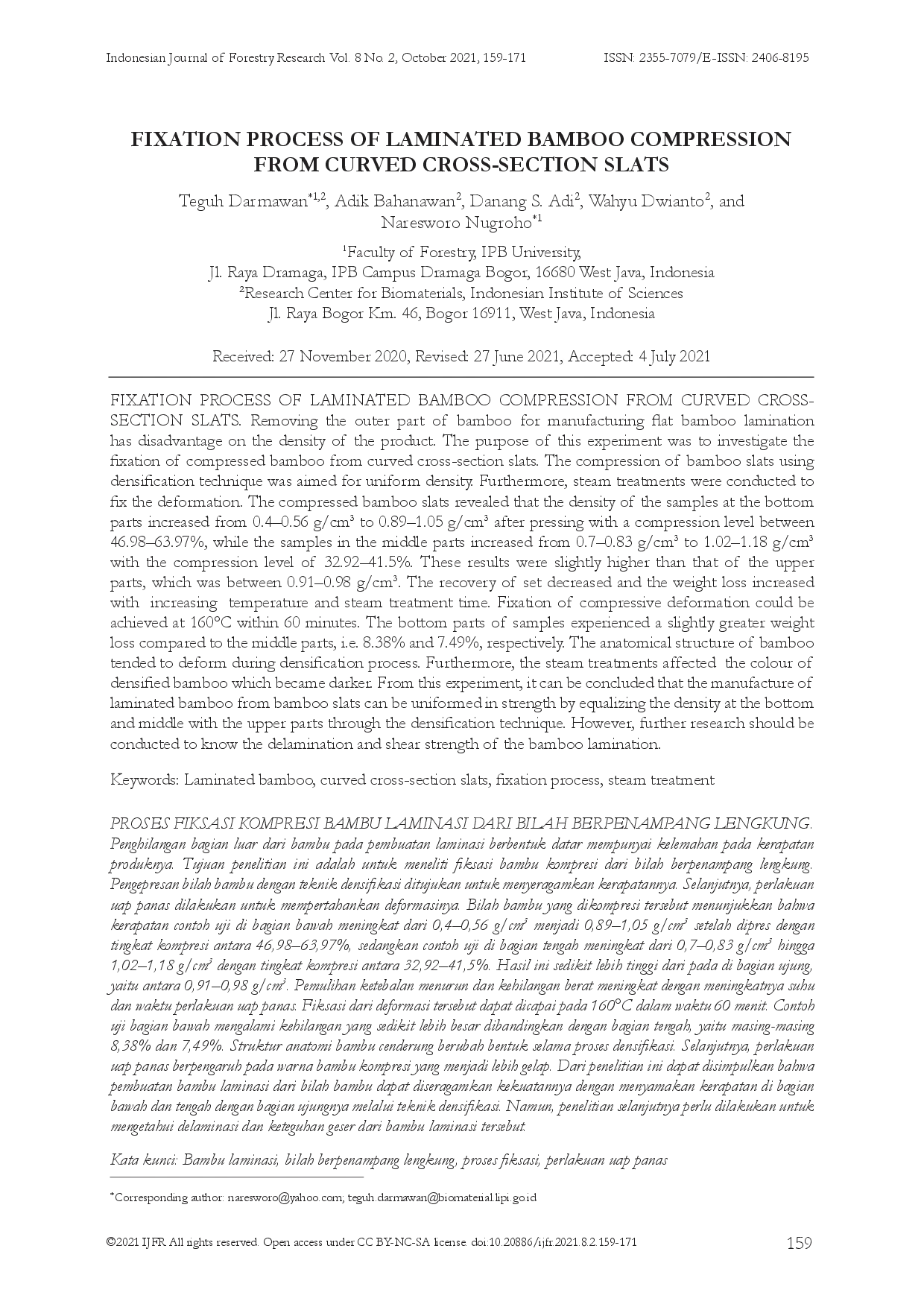 juris Fixation Process of Laminated Bamboo Compression From Curved Cross Section Slats