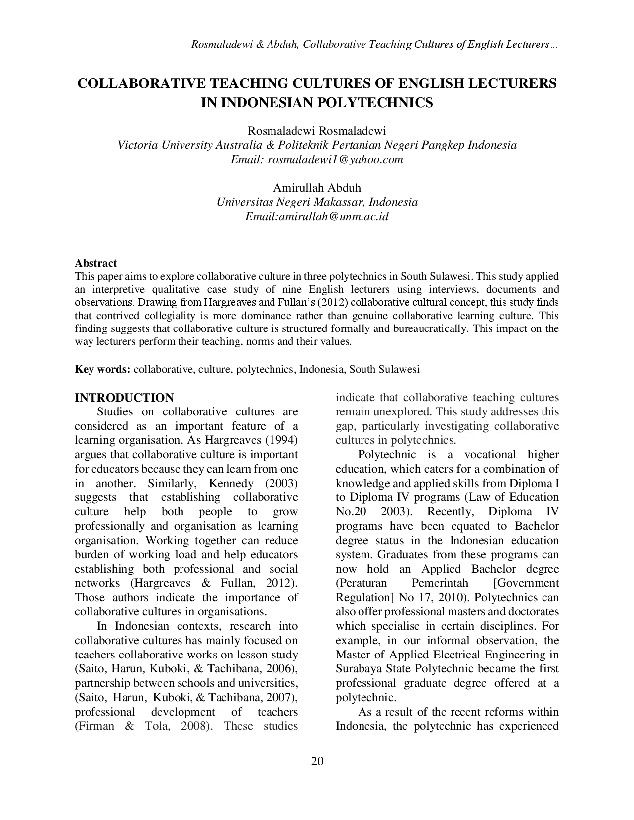 juris Collaborative Teaching Cultures Of English Lecturers In Indonesian Polytechnics