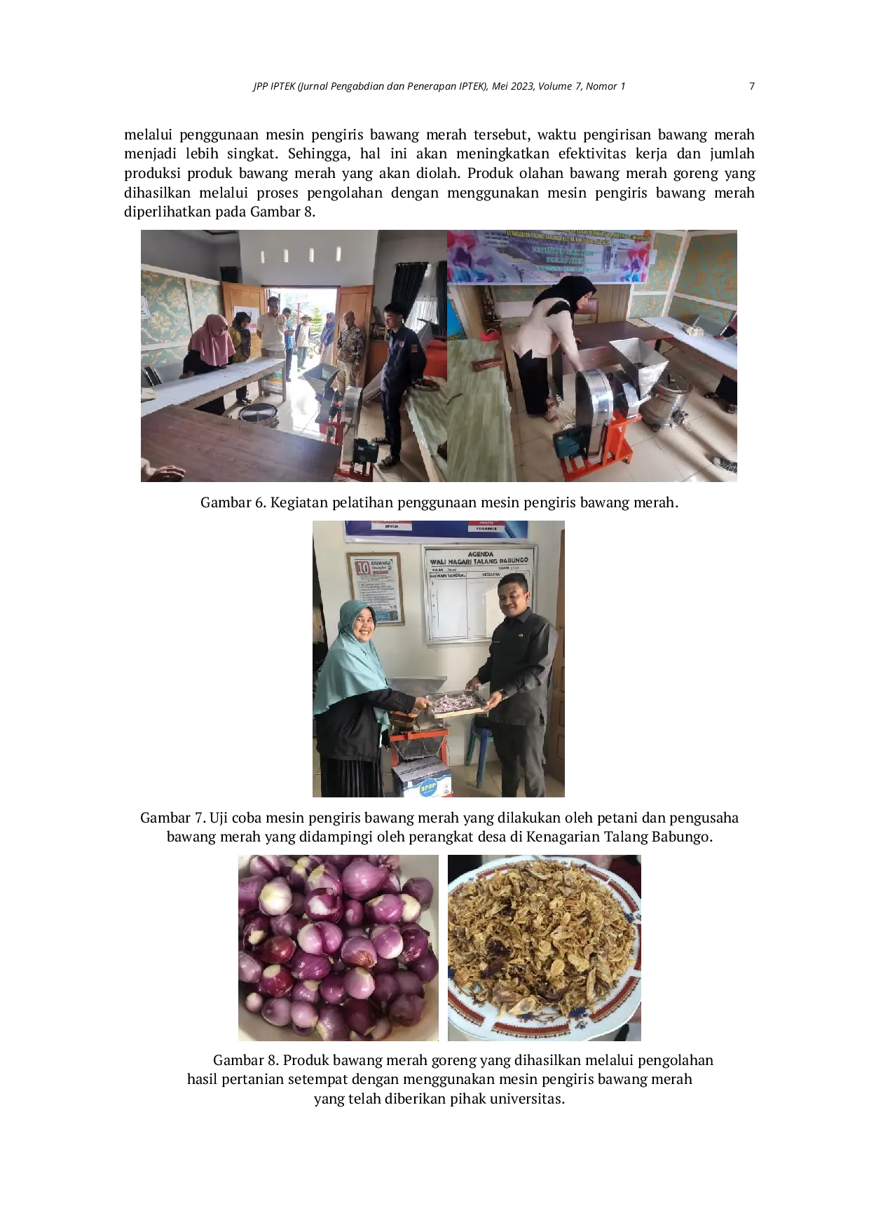 JURIS Pembuatan dan Penyediaan Alat Pengiris Bawang Merah untuk Pengusaha Skala Mikro di Kenagarian Talang Babungo Kabupaten Solok Sumatra Barat