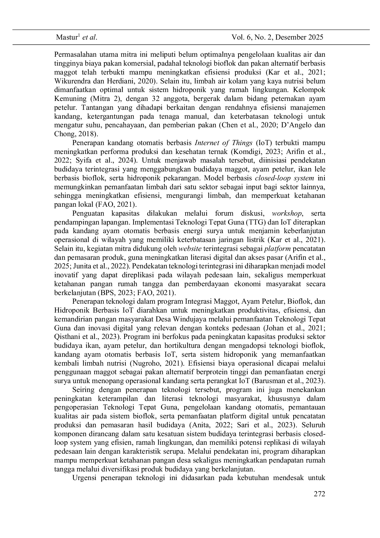 JURIS Smart Circular Farming 4 0 IoT and Solar Cell Based Integration of Maggot Farming Laying Hens Biofloc Aquaculture and Hydroponics for Village Food Security