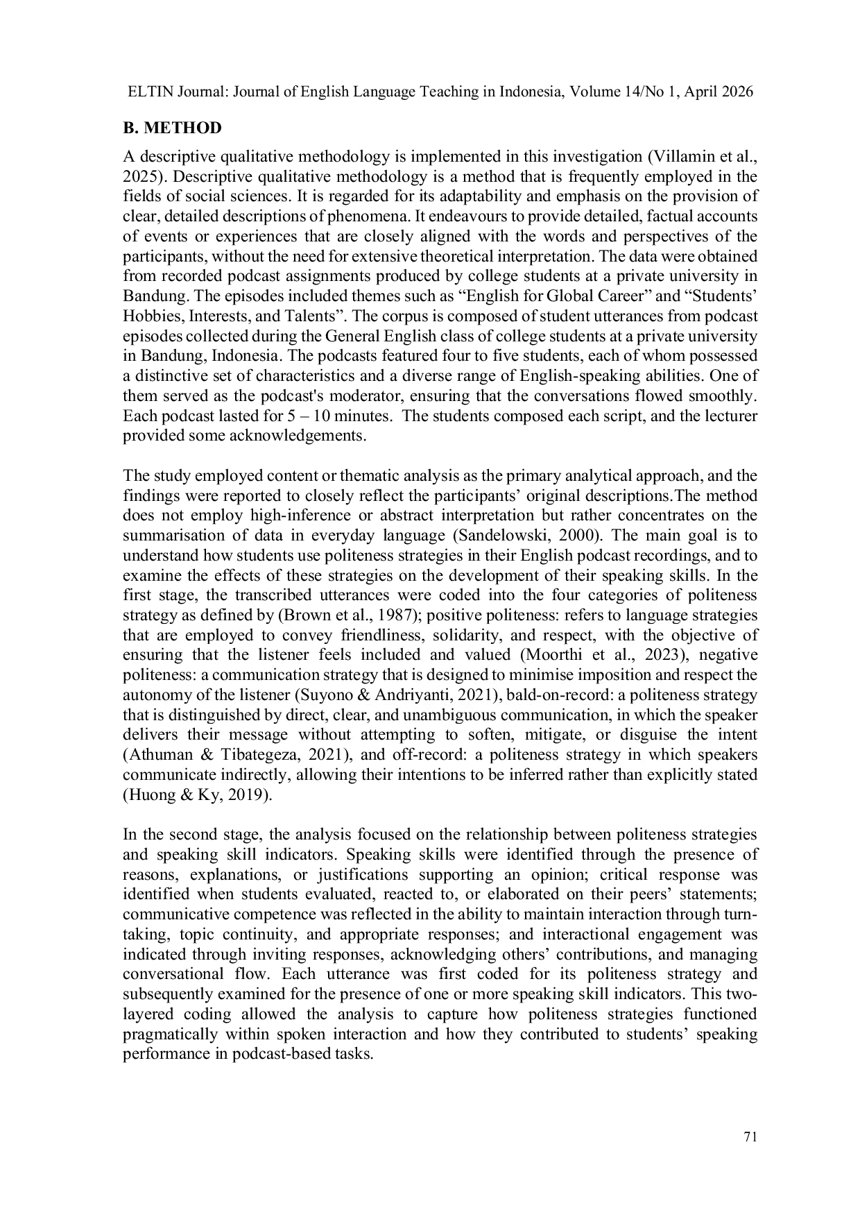 JURIS Politeness Strategy on Students Podcast A Pragmatic Study for Speaking Learning