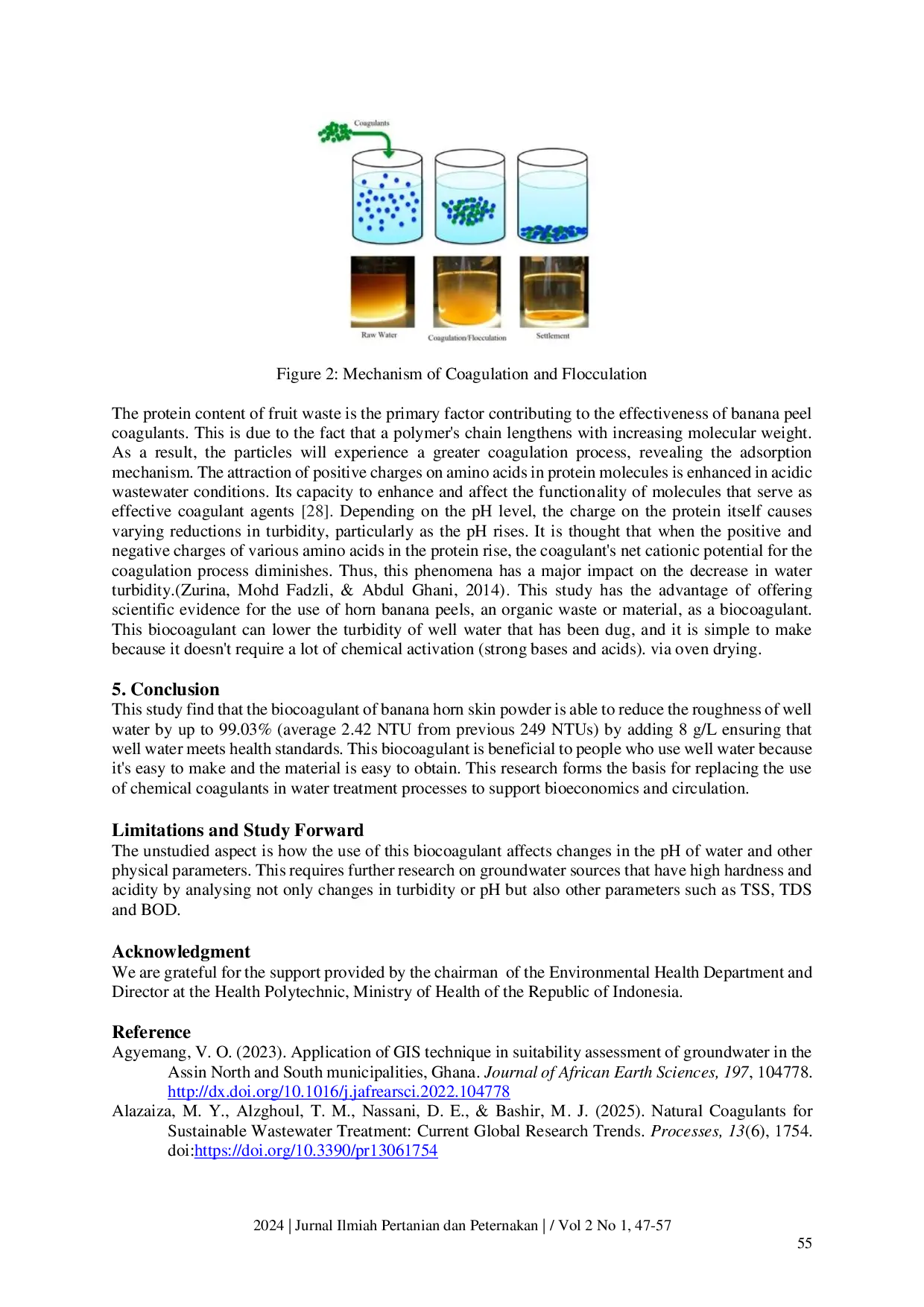 JURIS Horn Banana Peel Powder Biocoagulants in Lowering the Turbidity of Water