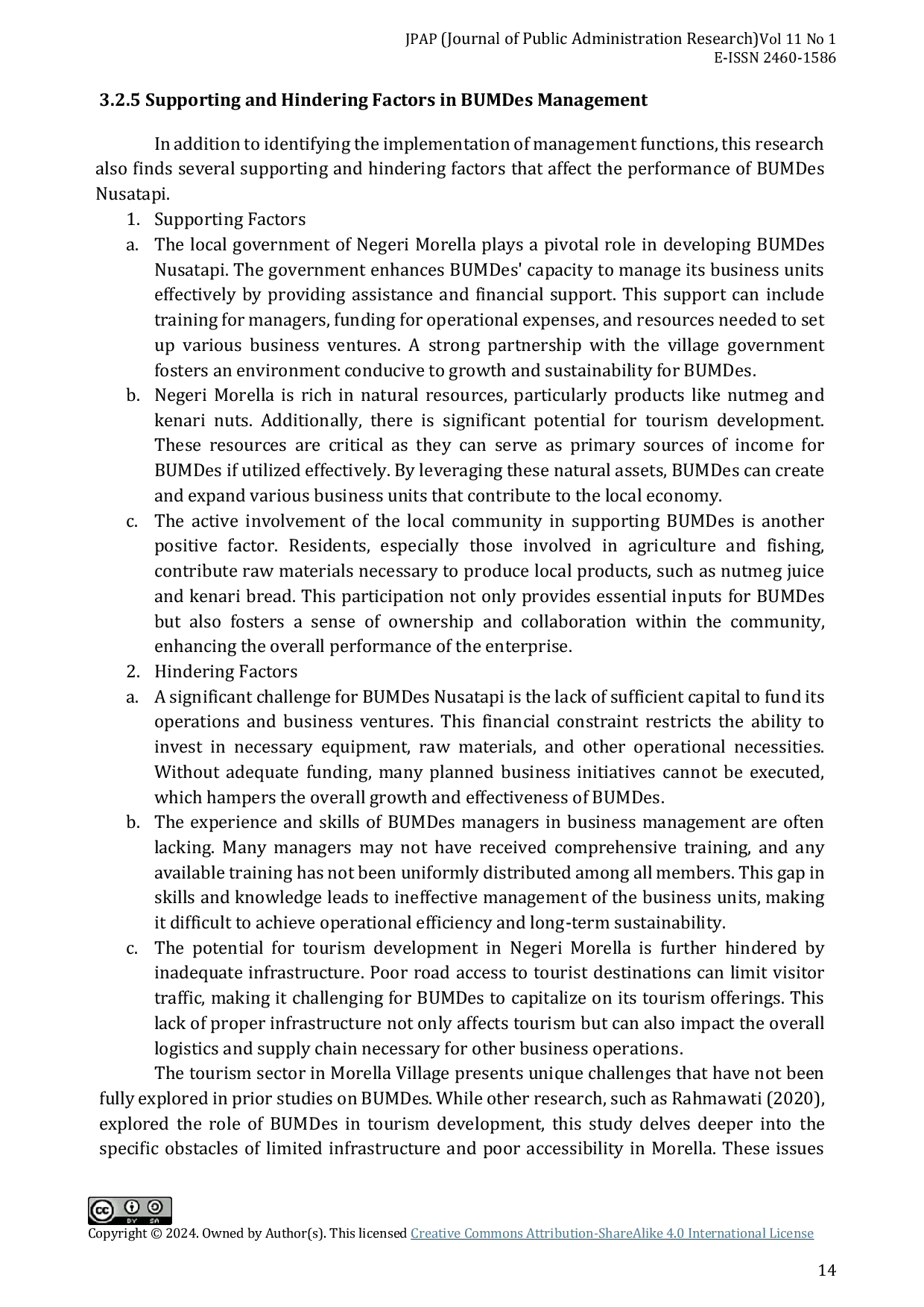 JURIS Strategic Management and Community Based Development in Optimizing BUMDes Nusatapi Morella Village Central Maluku