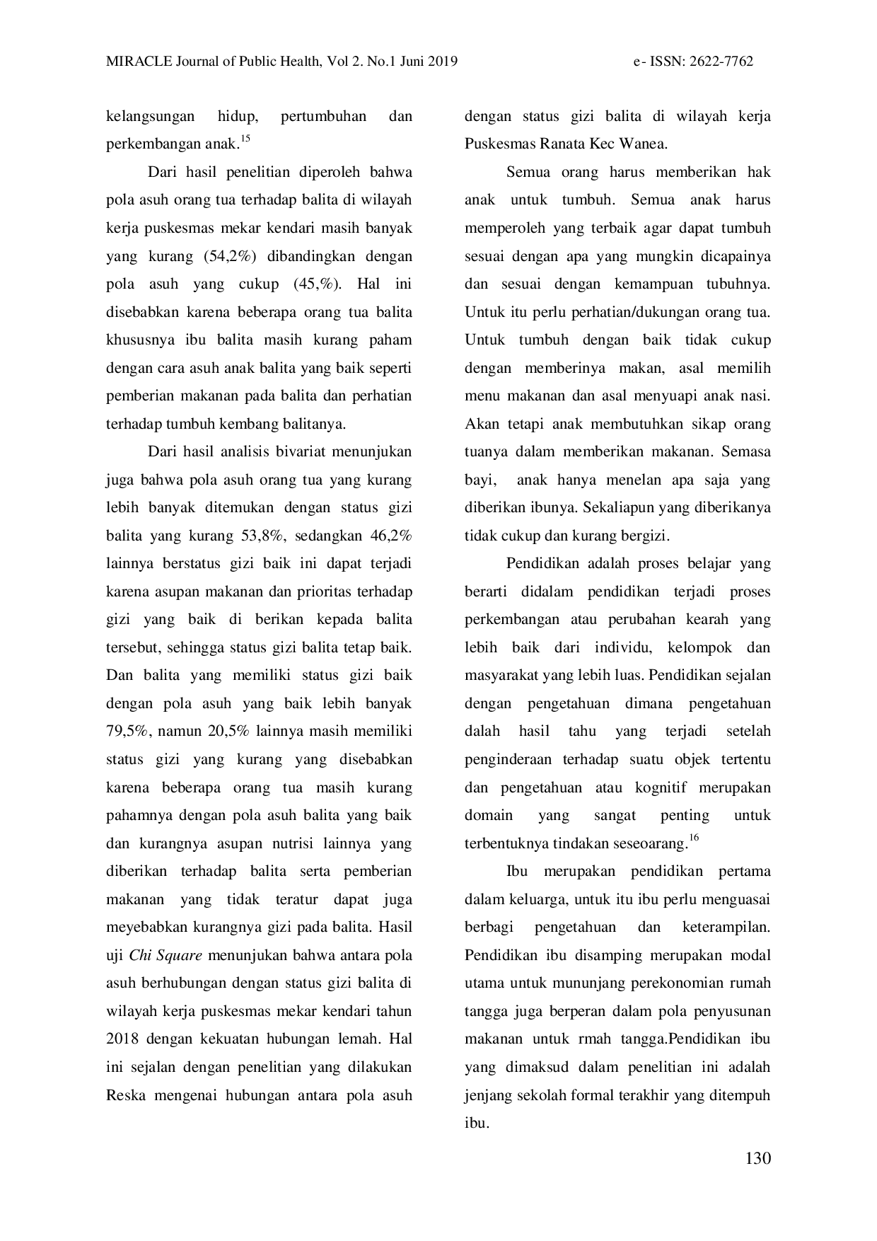 JURIS Faktor Faktor Yang Berhubungan Dengan Kejadian Status Gizi Balita Di Wilayah Kerja Puskesmas Mekar Kota Kendari