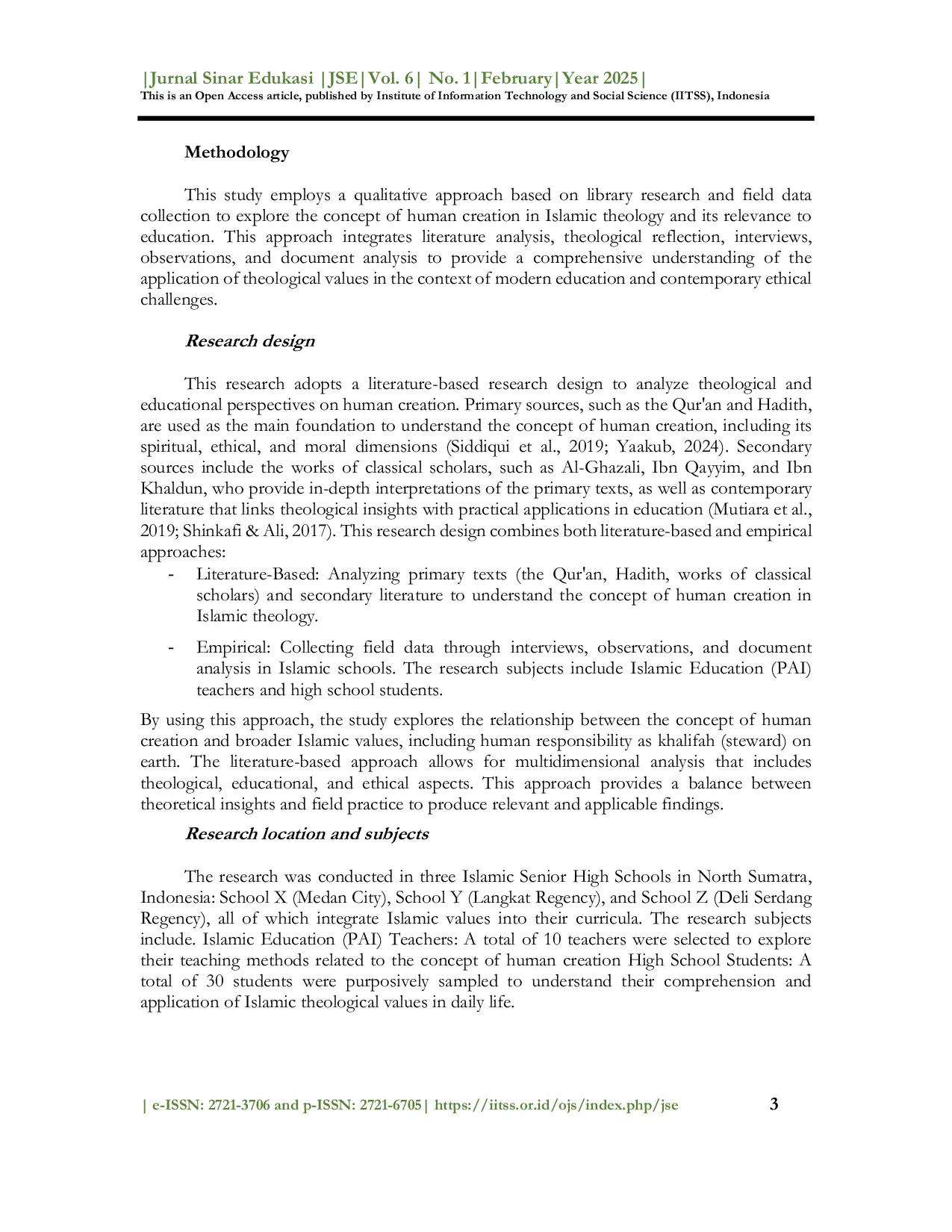 JURIS Islamic theology on human creation Relevance to education and challenges in the global era