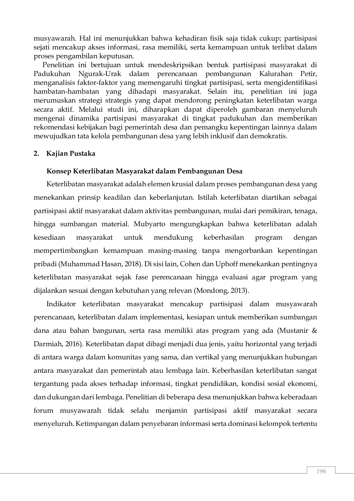 JURIS PARTISIPASI MASYARAKAT DALAM PROGRAM PERENCANAAN PEMBANGUNAN KALURAHAN PETIR Studi Kasus Padukuhan Ngurak Urak Kalurahan Petir Kapanewon Rongkop Kabupaten Gunungkidul Studi Kasus Padukuhan Ngura