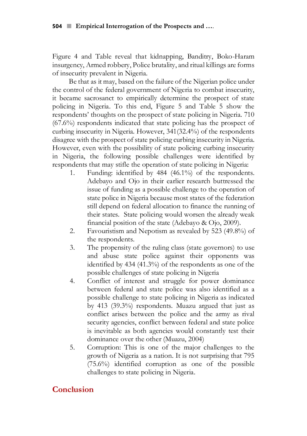 JURIS Empirical Examination of the Prospects and Challenges of the State Policing System in Nigeria