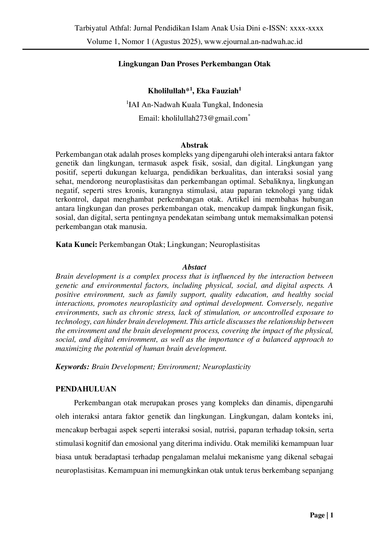 JURIS Lingkungan Dan Proses Perkembangan Otak