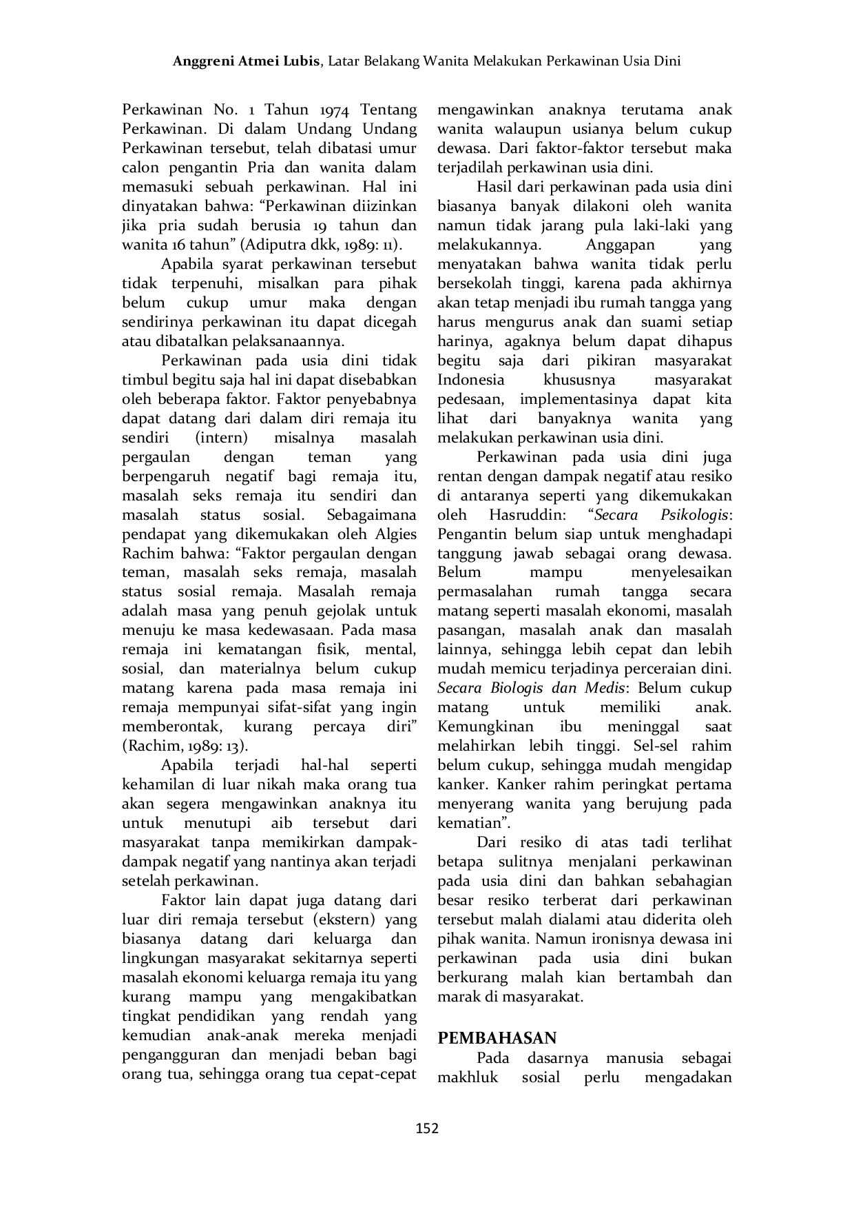 JURIS Latar Belakang Wanita Melakukan Perkawinan Usia Dini