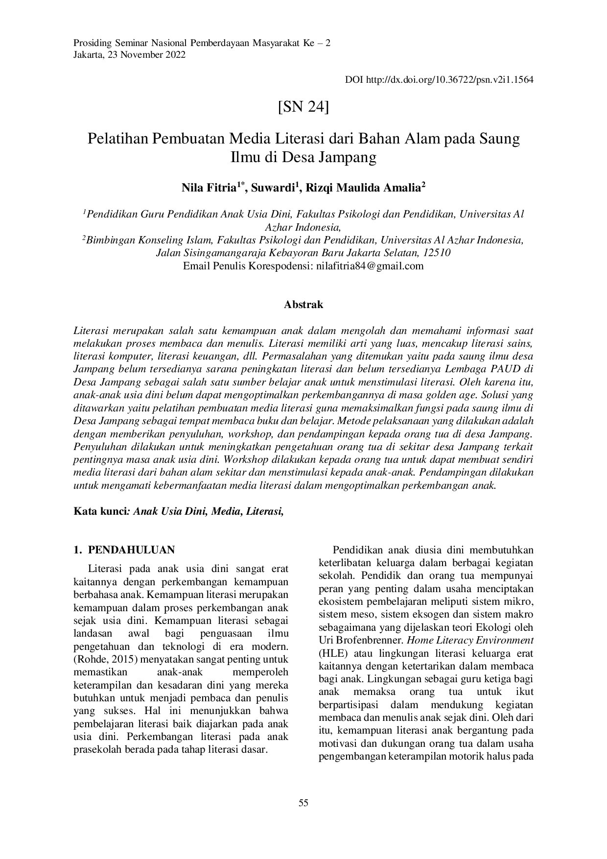 JURIS Pelatihan Pembuatan Media Literasi dari Bahan Alam pada Saung Ilmu di Desa Jampang