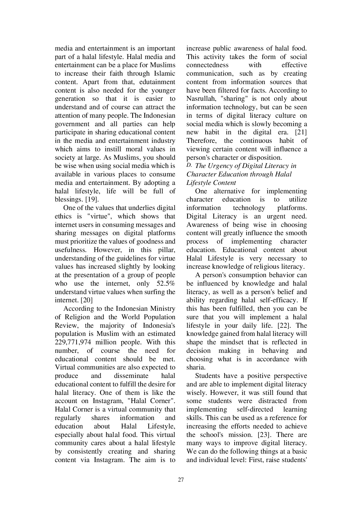 JURIS The Urgency of Digital Literacy in Character Education Through Halal Lifestyle Content