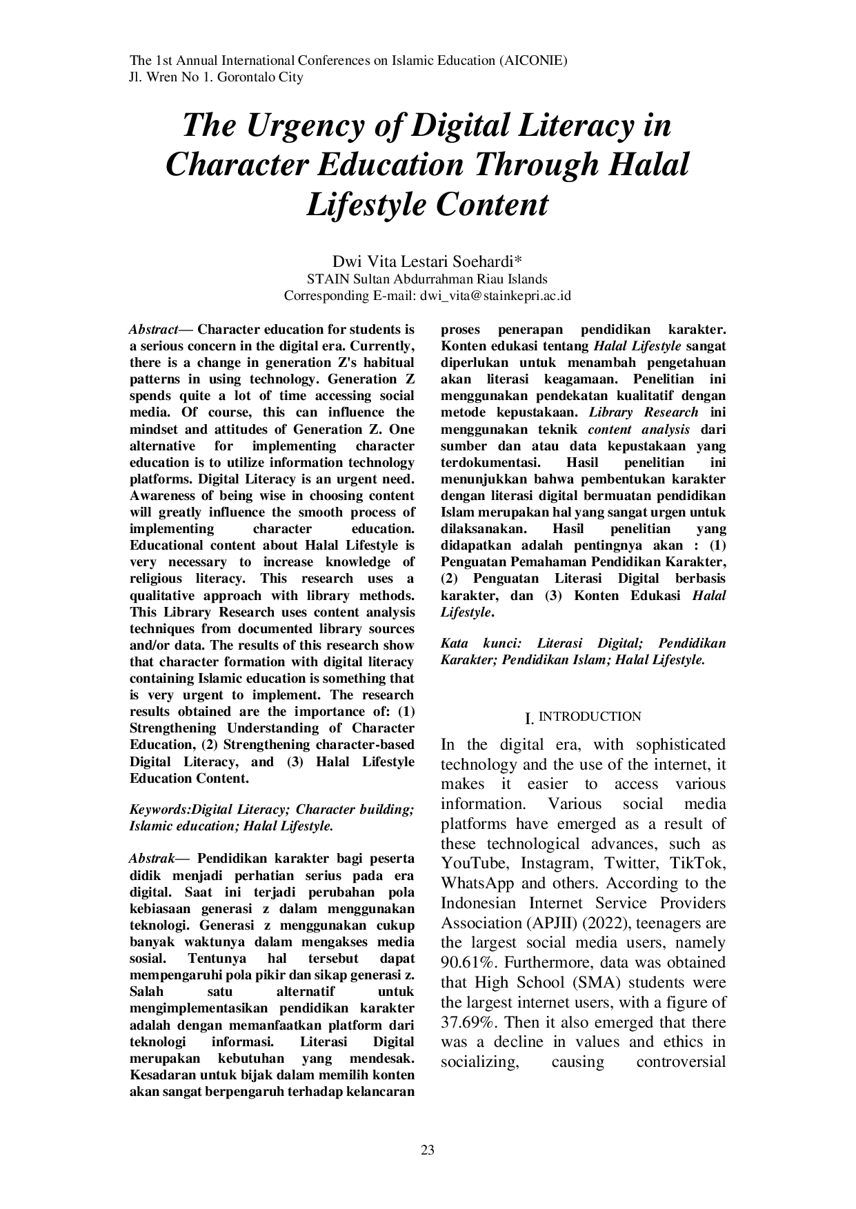 JURIS The Urgency of Digital Literacy in Character Education Through Halal Lifestyle Content