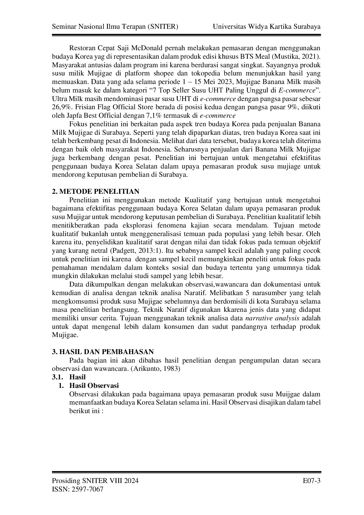 JURIS Penggunaan Budaya Korea Selatan Dalam Upaya Pemasaran Produk Susu Mujigae Untuk Mendorong Keputusan Pembelian Konsumen Di Surabaya