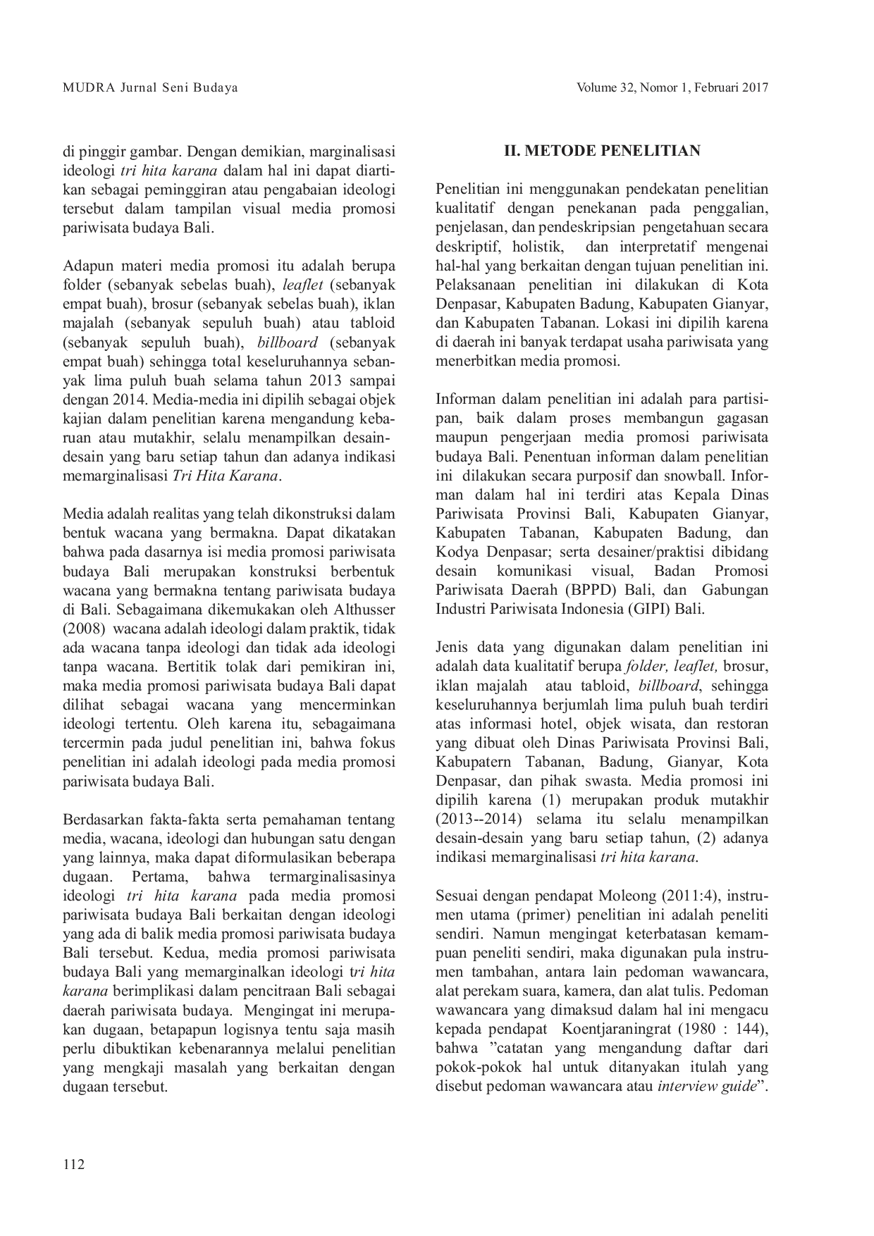 JURIS Marginalisasi Ideologi Tri Hita Karana Pada Media Promosi Pariwisata Budaya Di Bali