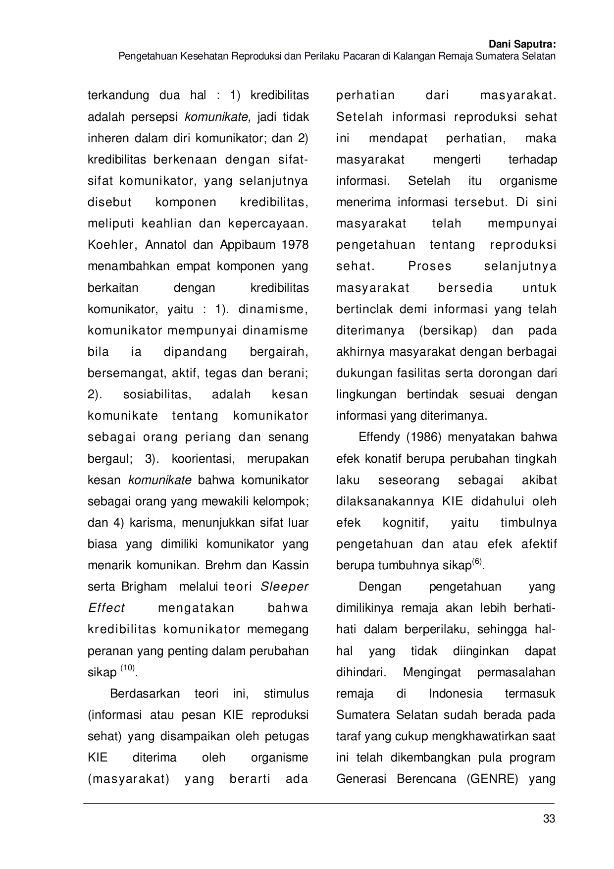 JURIS Pengetahuan Kesehatan Reproduksi dan Perilaku Pacaran di Kalangan Remaja Sumatera Selatan