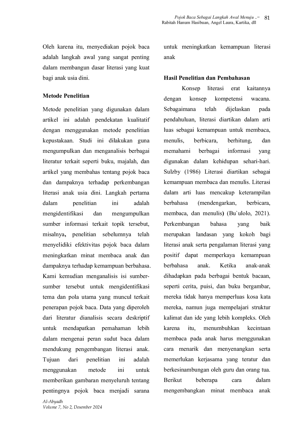 JURIS Pojok Baca Sebagai Langkah Awal Menuju Literasi yang Kuat Bagi Anak Usia Dini