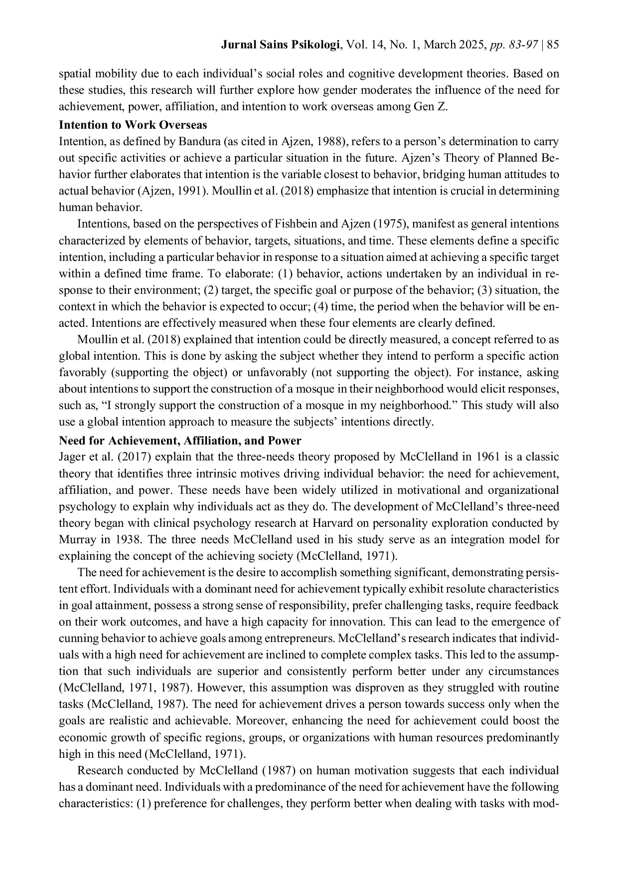 JURIS Gen Z s Intentions to Work Overseas The Impact of Need for Achievement Affiliation and Power with Gender as a Moderator
