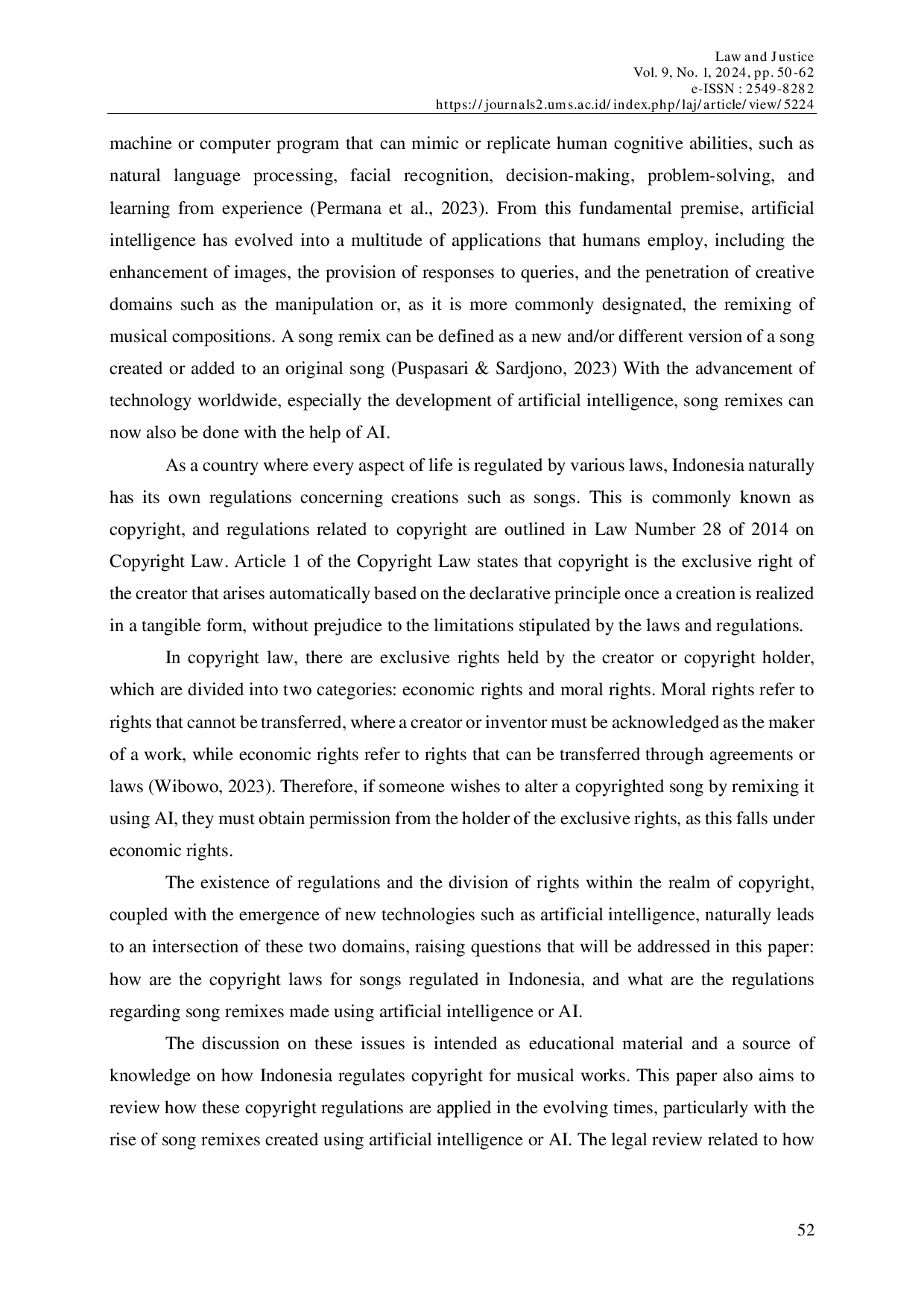 JURIS Legal Analysis on Remixing Songs Using Artificial Intelligence Ai Technology