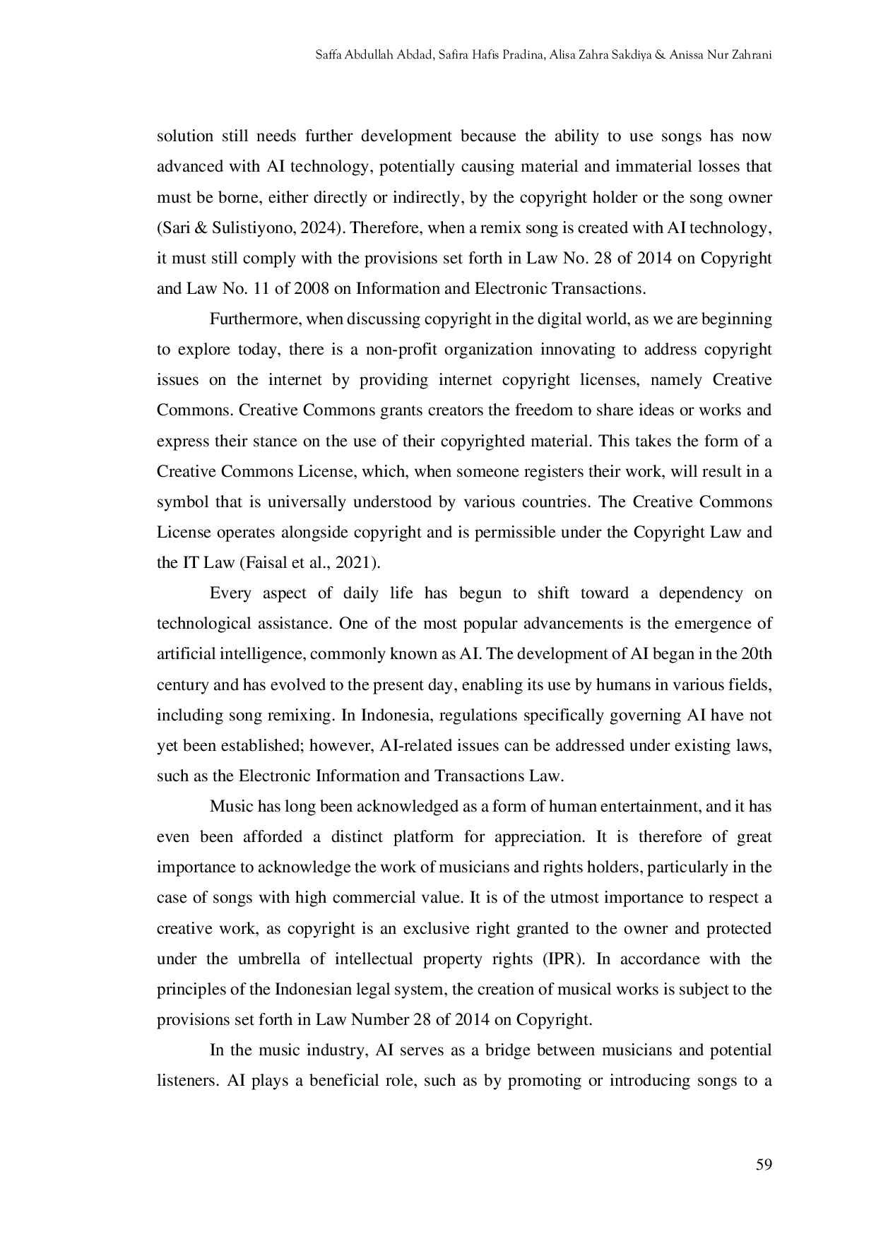 JURIS Legal Analysis on Remixing Songs Using Artificial Intelligence Ai Technology