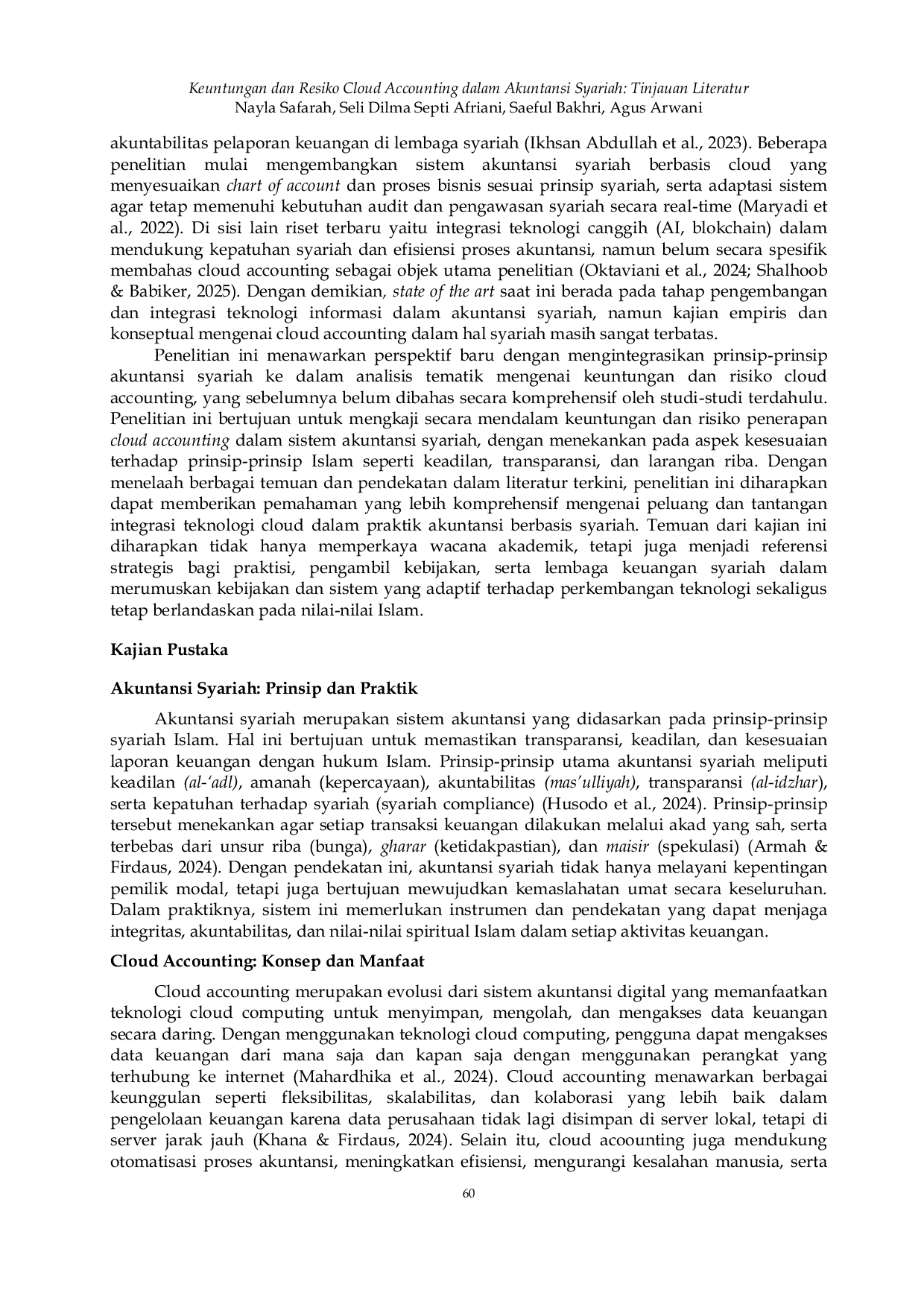 JURIS Keuntungan dan Resiko Cloud Accounting dalam Akuntansi Syariah Tinjauan Literatur