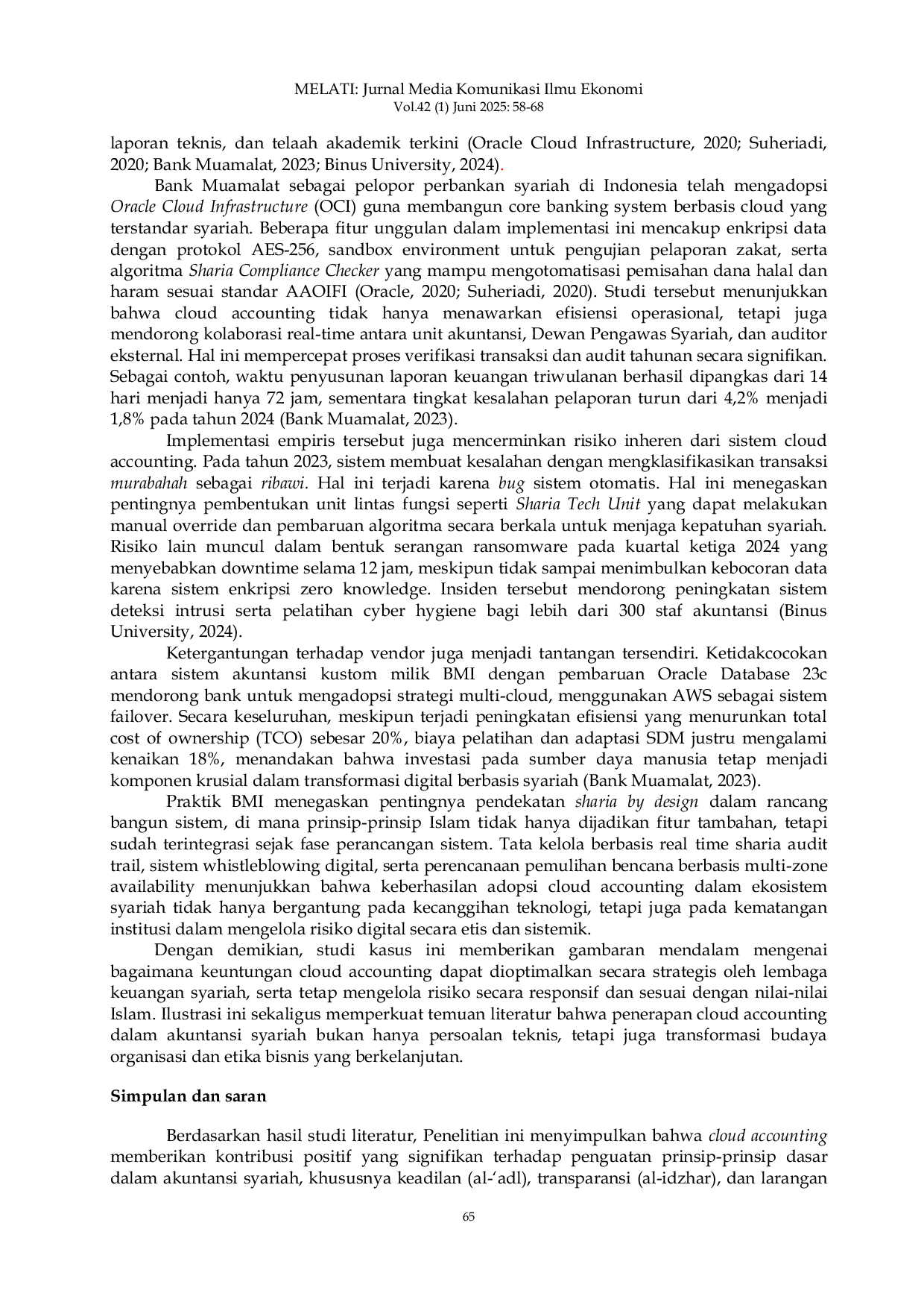 JURIS Keuntungan dan Resiko Cloud Accounting dalam Akuntansi Syariah Tinjauan Literatur
