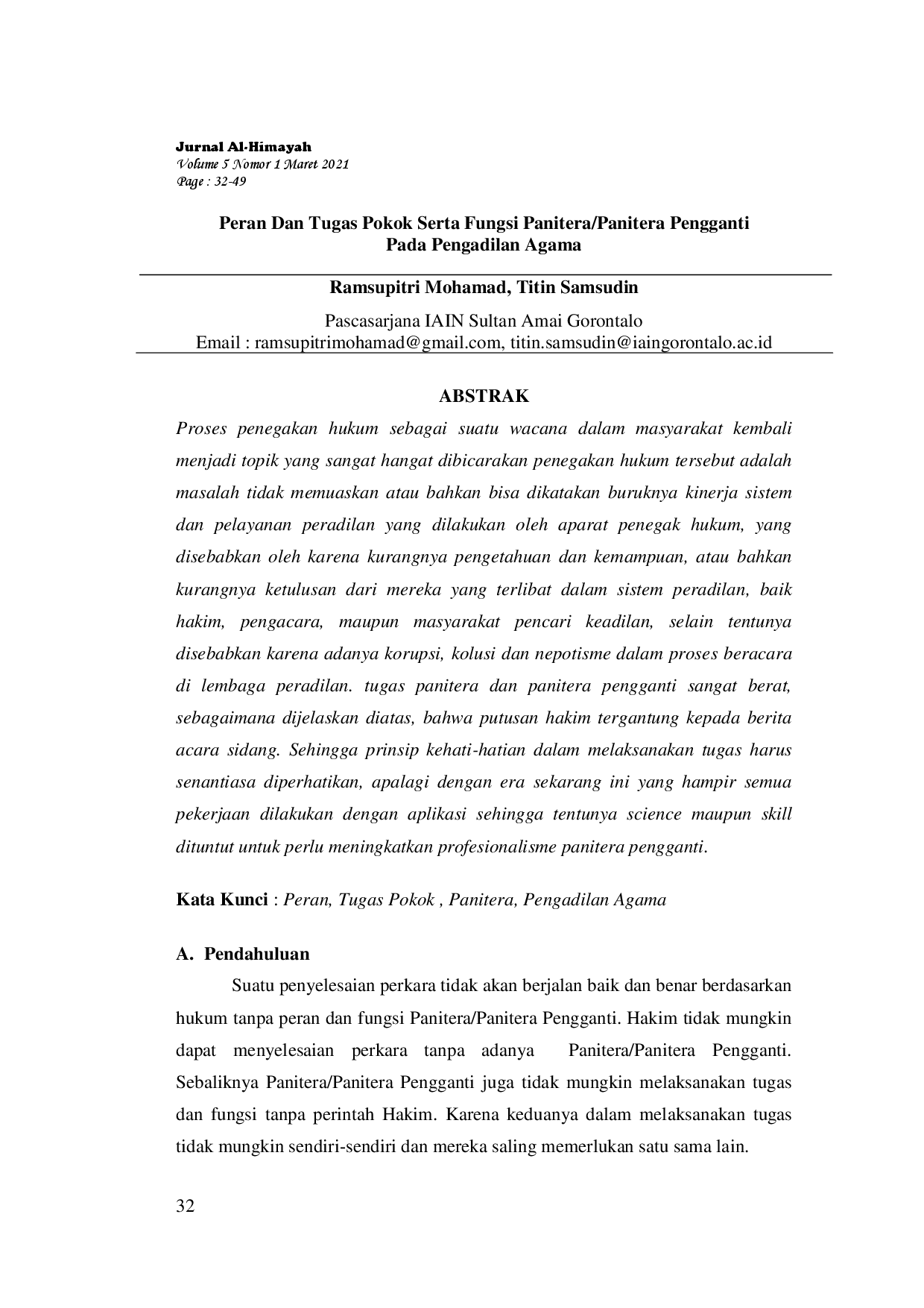 juris Peran Dan Tugas Pokok Serta Fungsi Panitera Panitera Pengganti Pada Pengadilan Agama